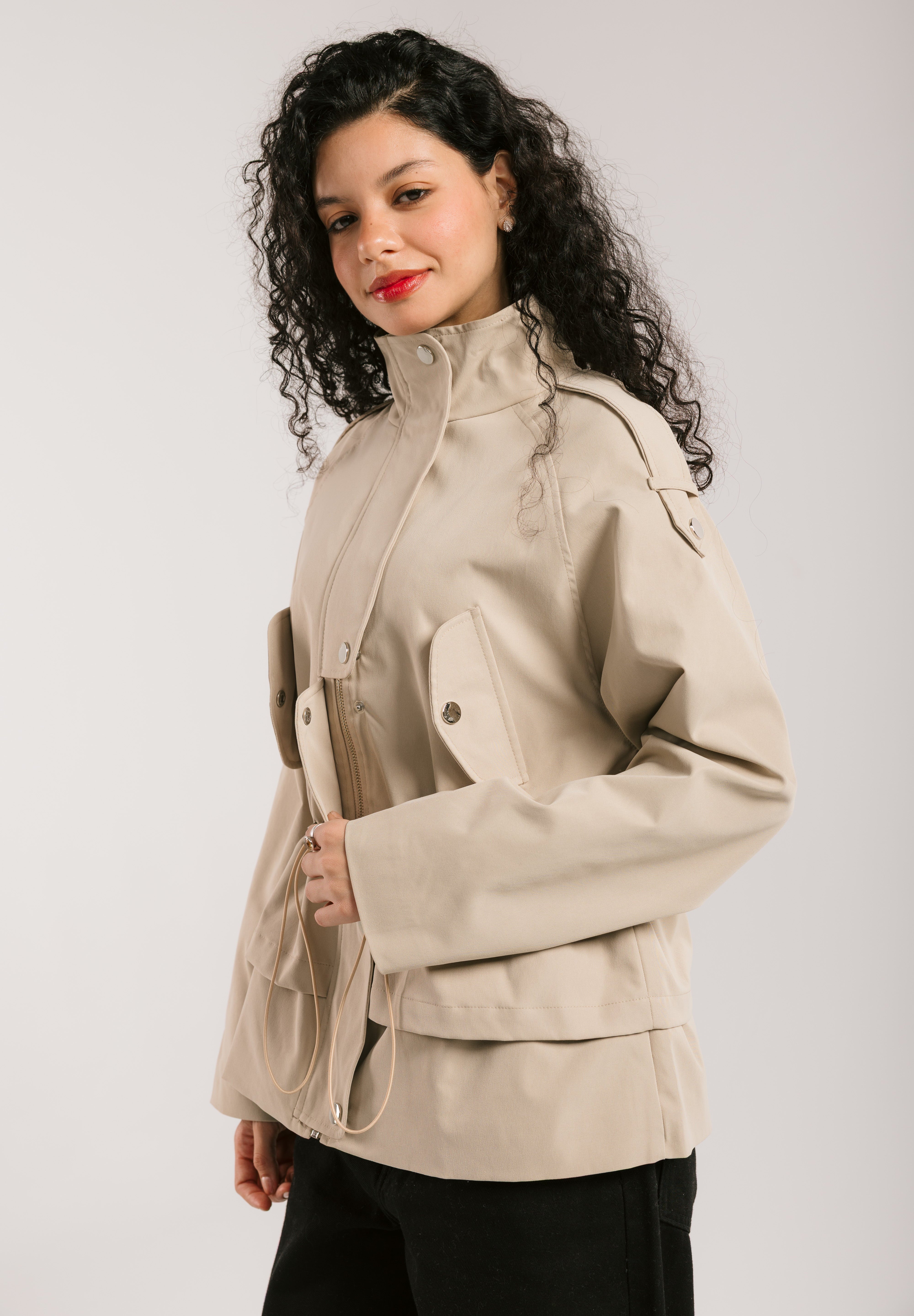 The Icon Gabardine Jacket Beige - AB ESSENTIALS