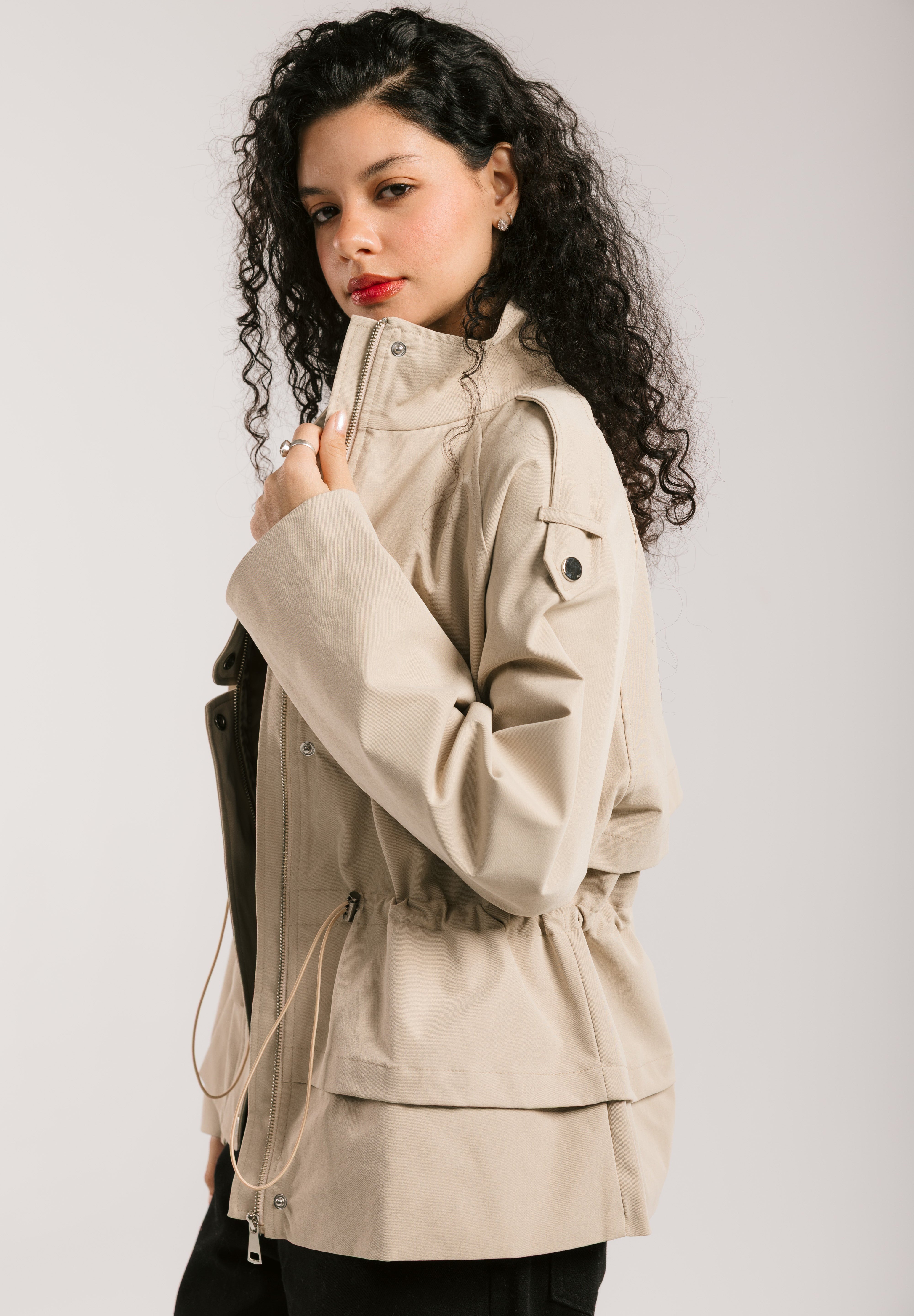 The Icon Gabardine Jacket Beige - AB ESSENTIALS