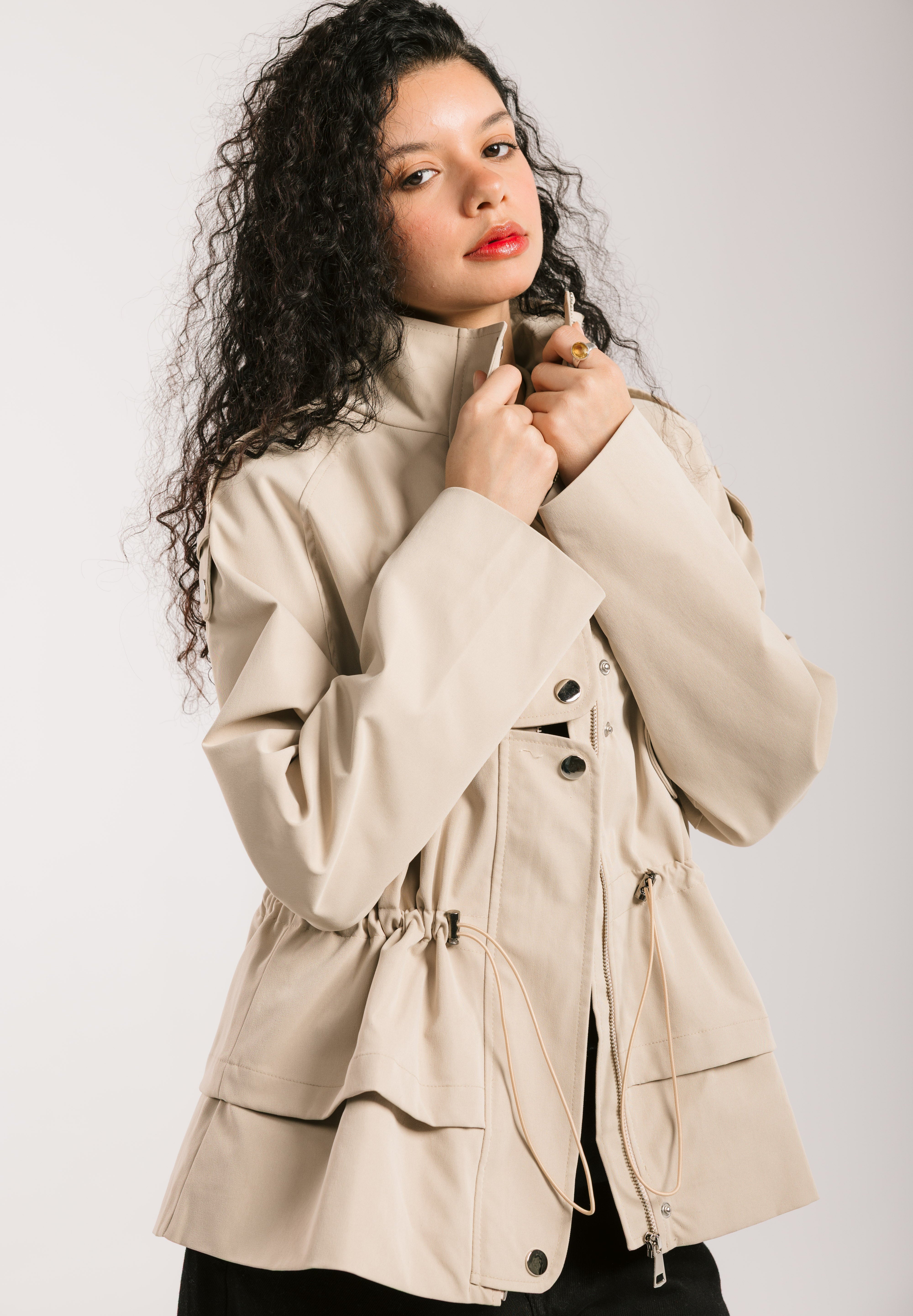 The Icon Gabardine Jacket Beige - AB ESSENTIALS