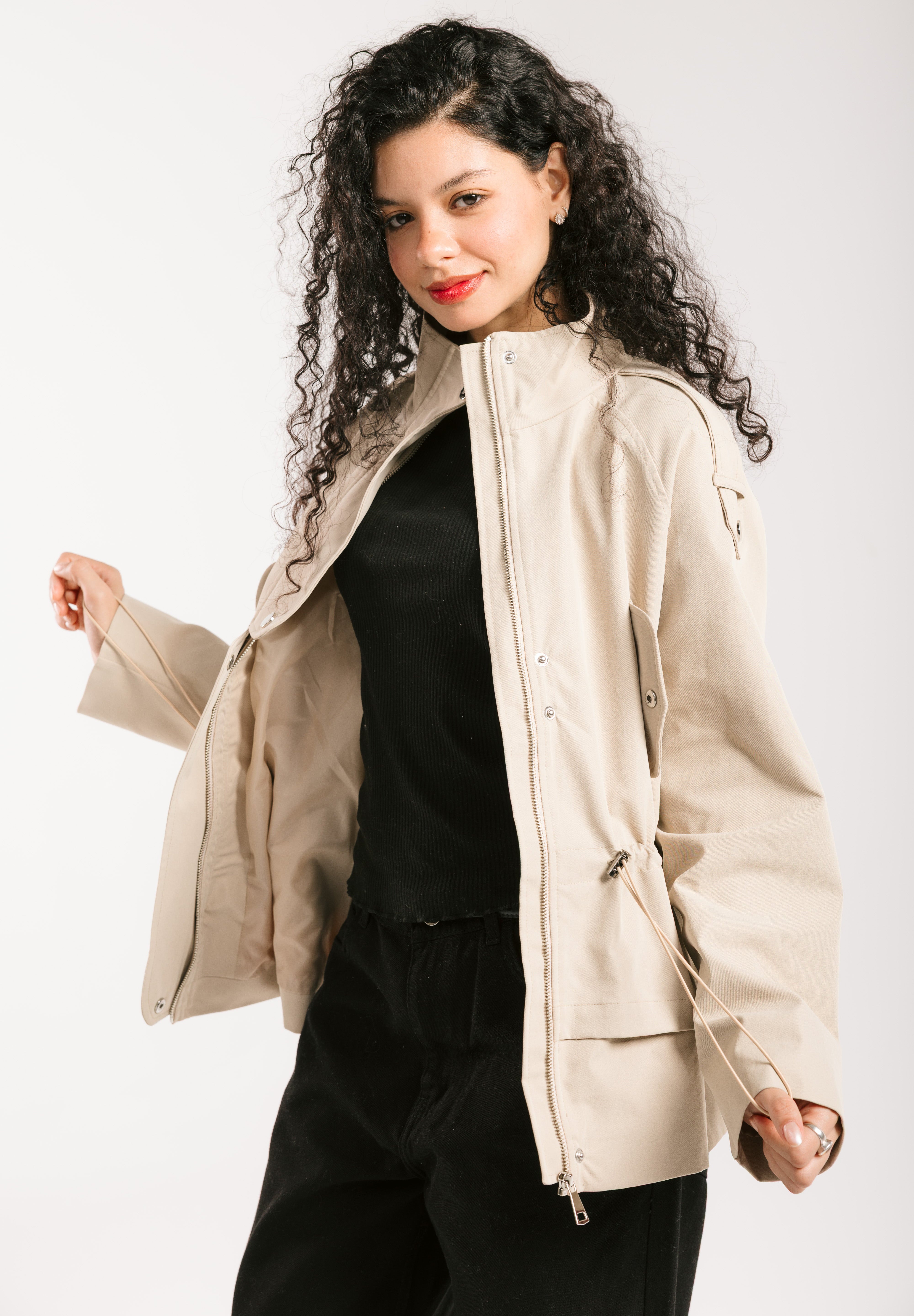 The Icon Gabardine Jacket Beige - AB ESSENTIALS