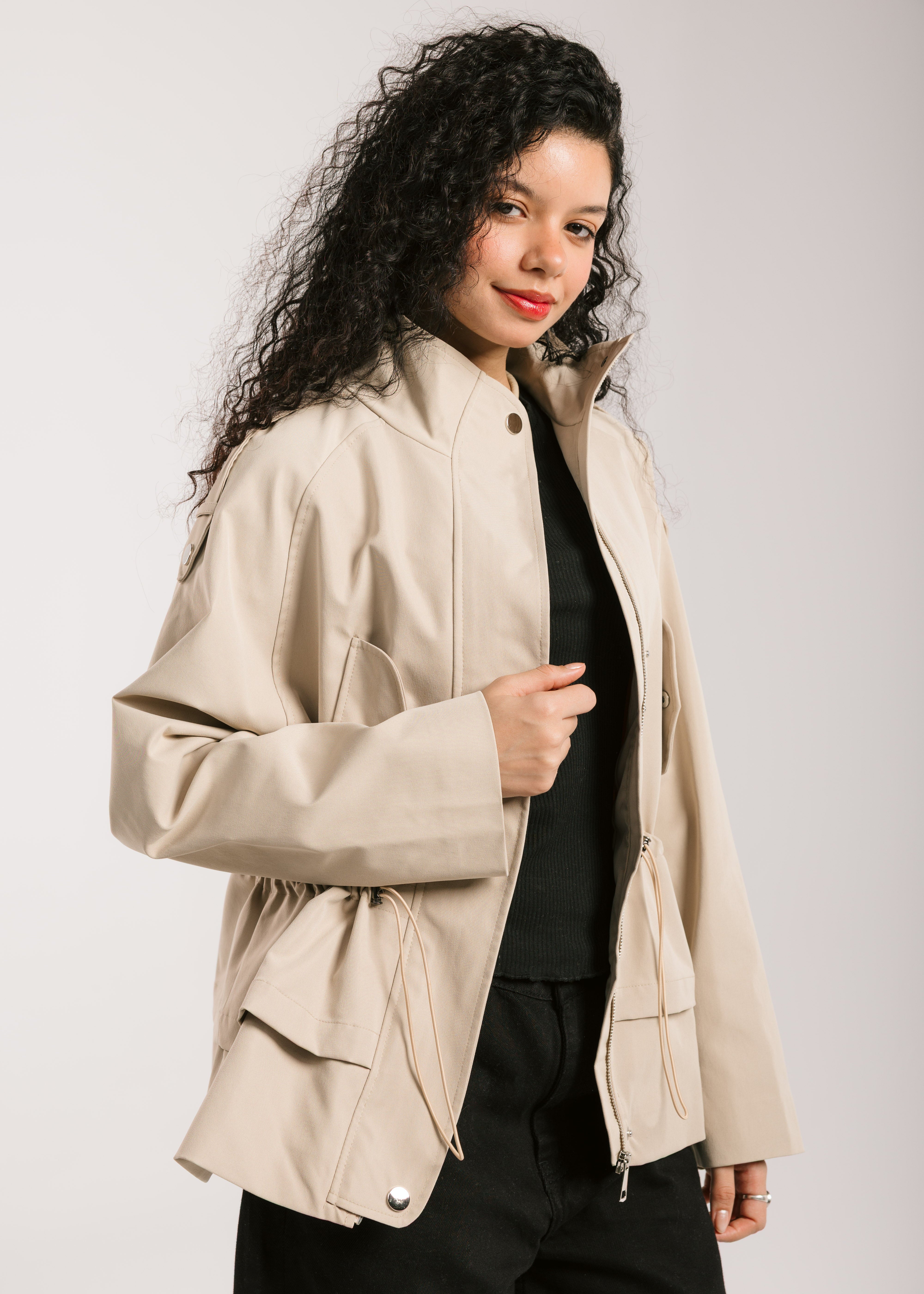 The Icon Gabardine Jacket Beige - AB ESSENTIALS