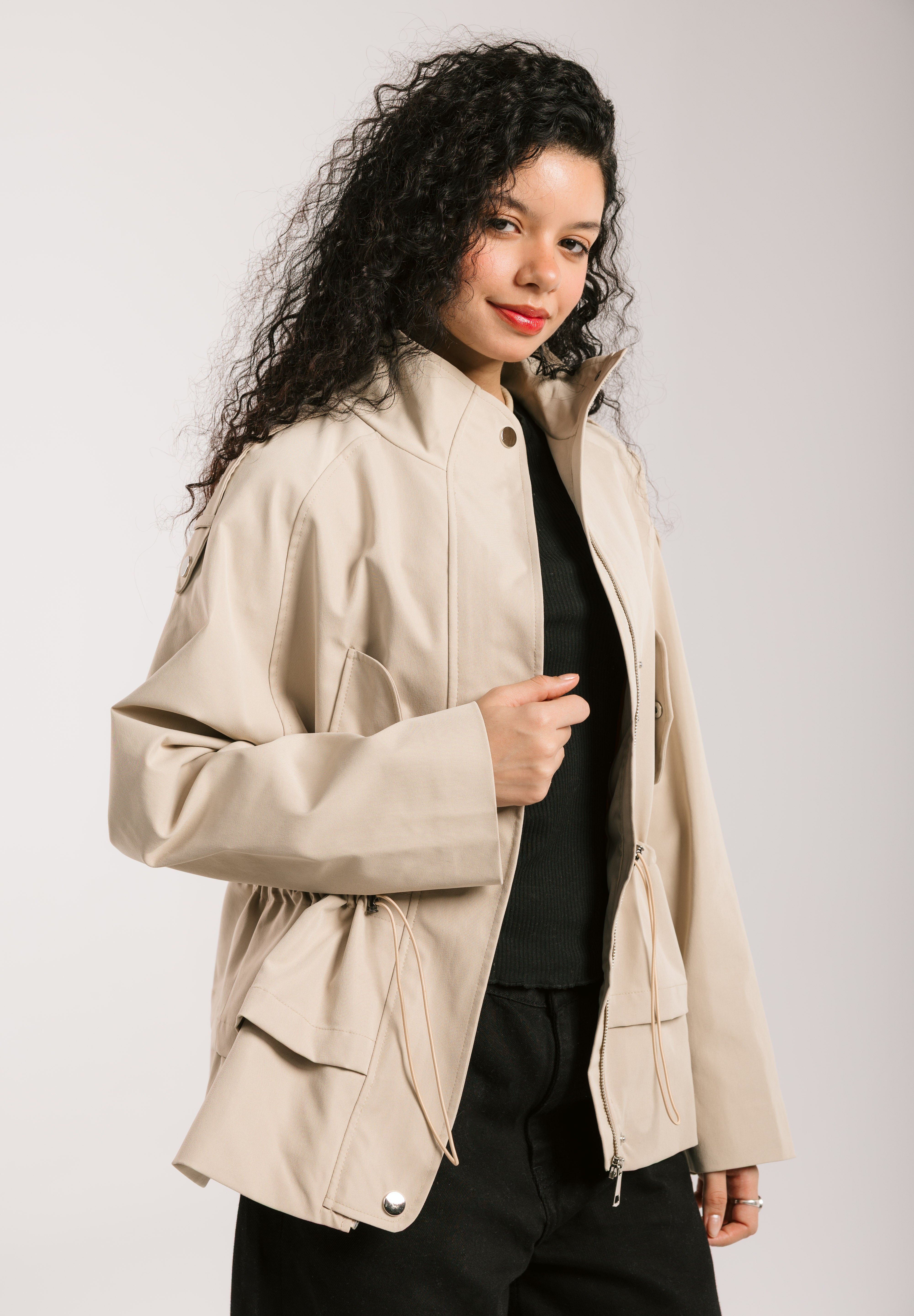 The Icon Gabardine Jacket Beige - AB ESSENTIALS