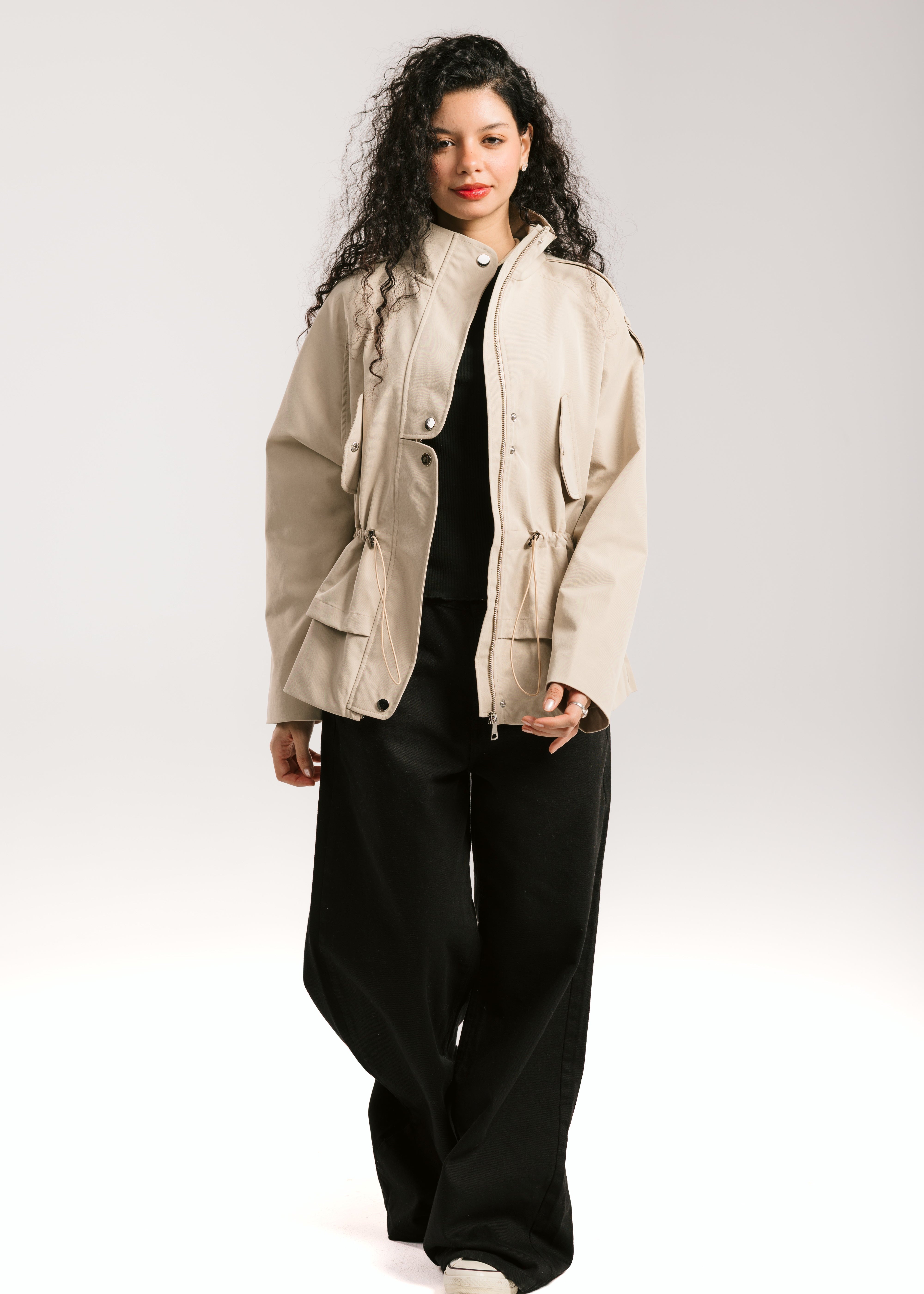 The Icon Gabardine Jacket Beige - AB ESSENTIALS