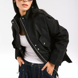 The Icon Gabardine Jacket Black - AB ESSENTIALS