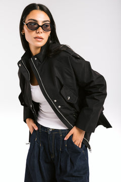 The Icon Gabardine Jacket Black - AB ESSENTIALS