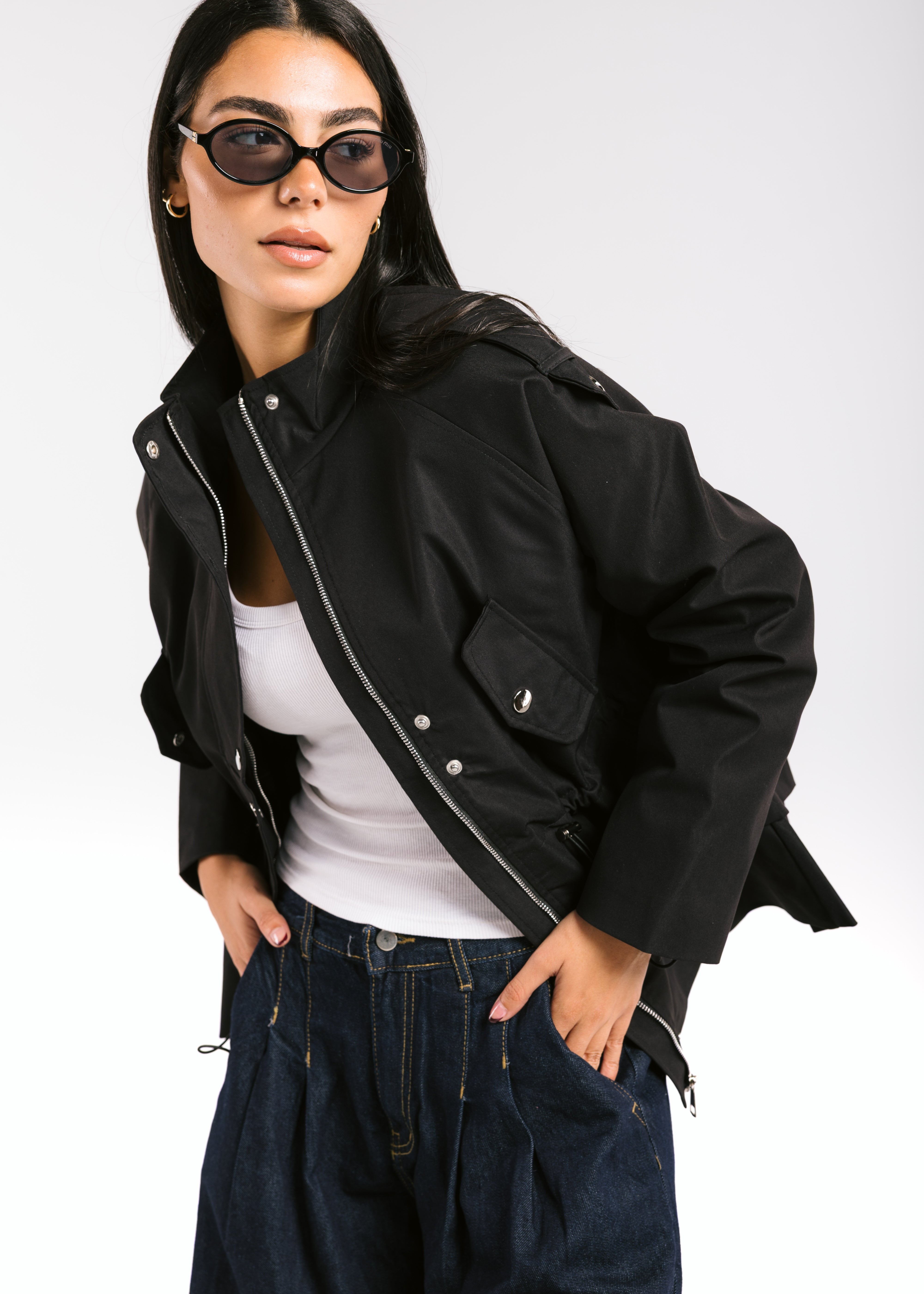 The Icon Gabardine Jacket Black - AB ESSENTIALS
