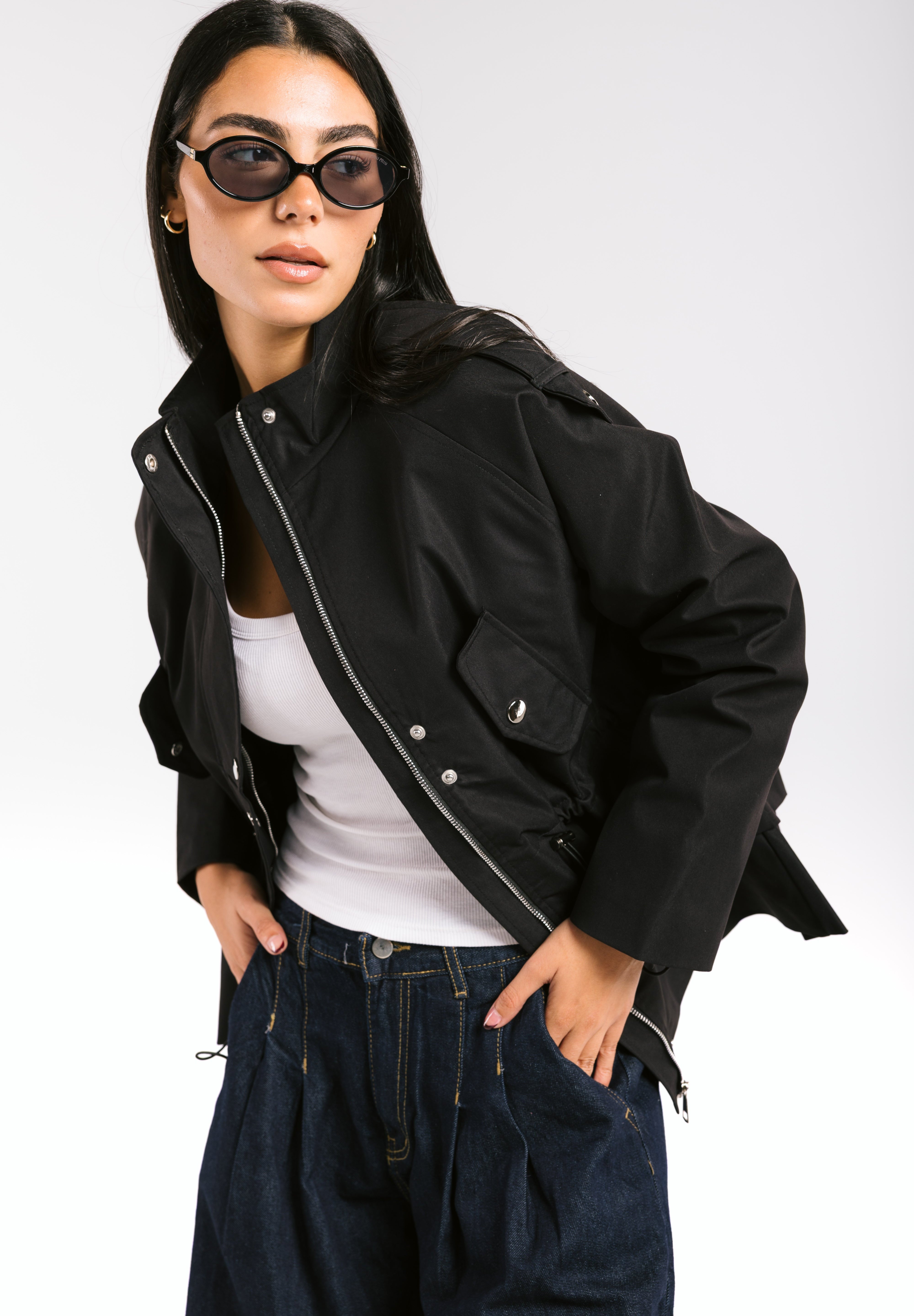 The Icon Gabardine Jacket Black - AB ESSENTIALS