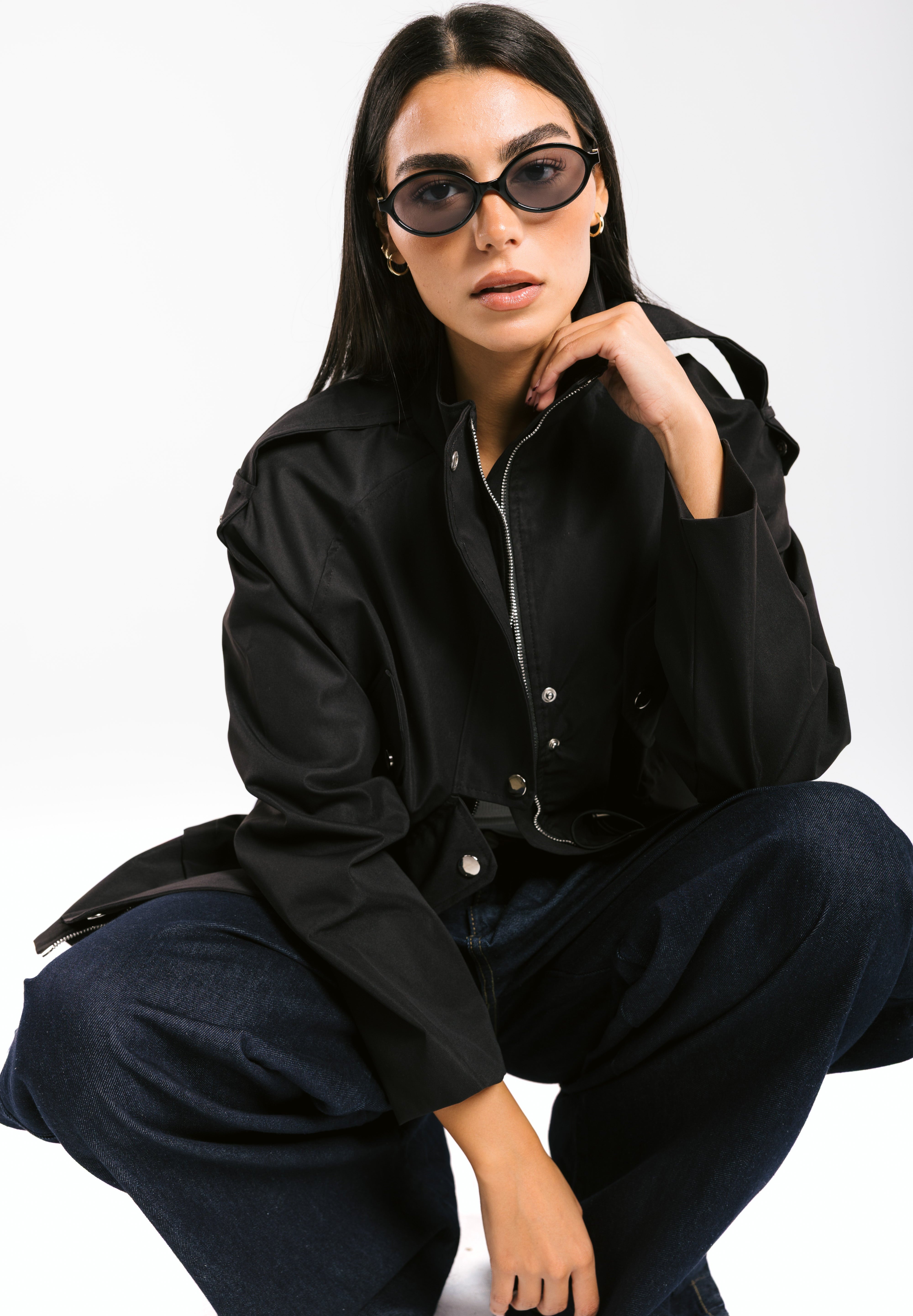 The Icon Gabardine Jacket Black - AB ESSENTIALS
