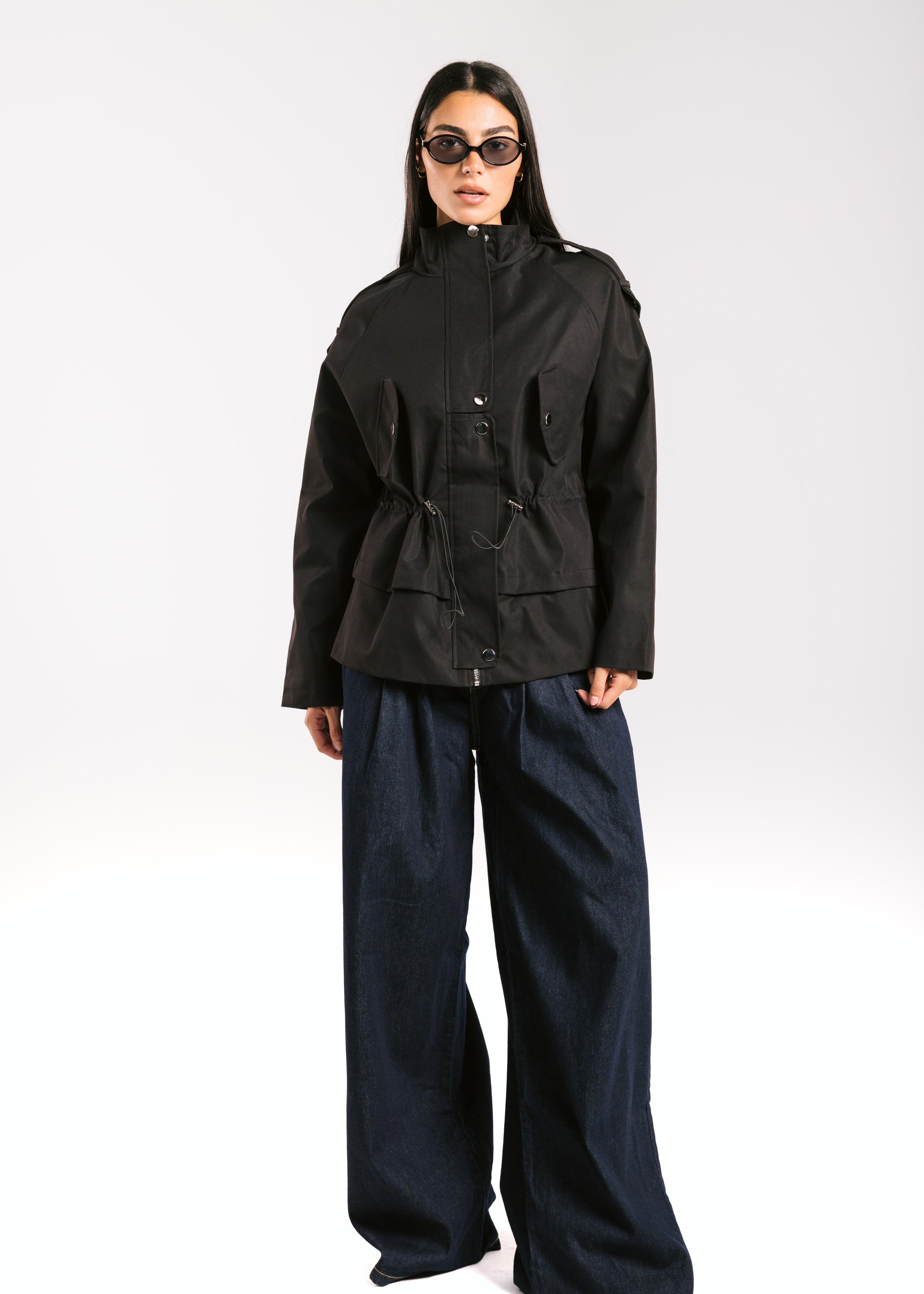 The Icon Gabardine Jacket Black - AB ESSENTIALS