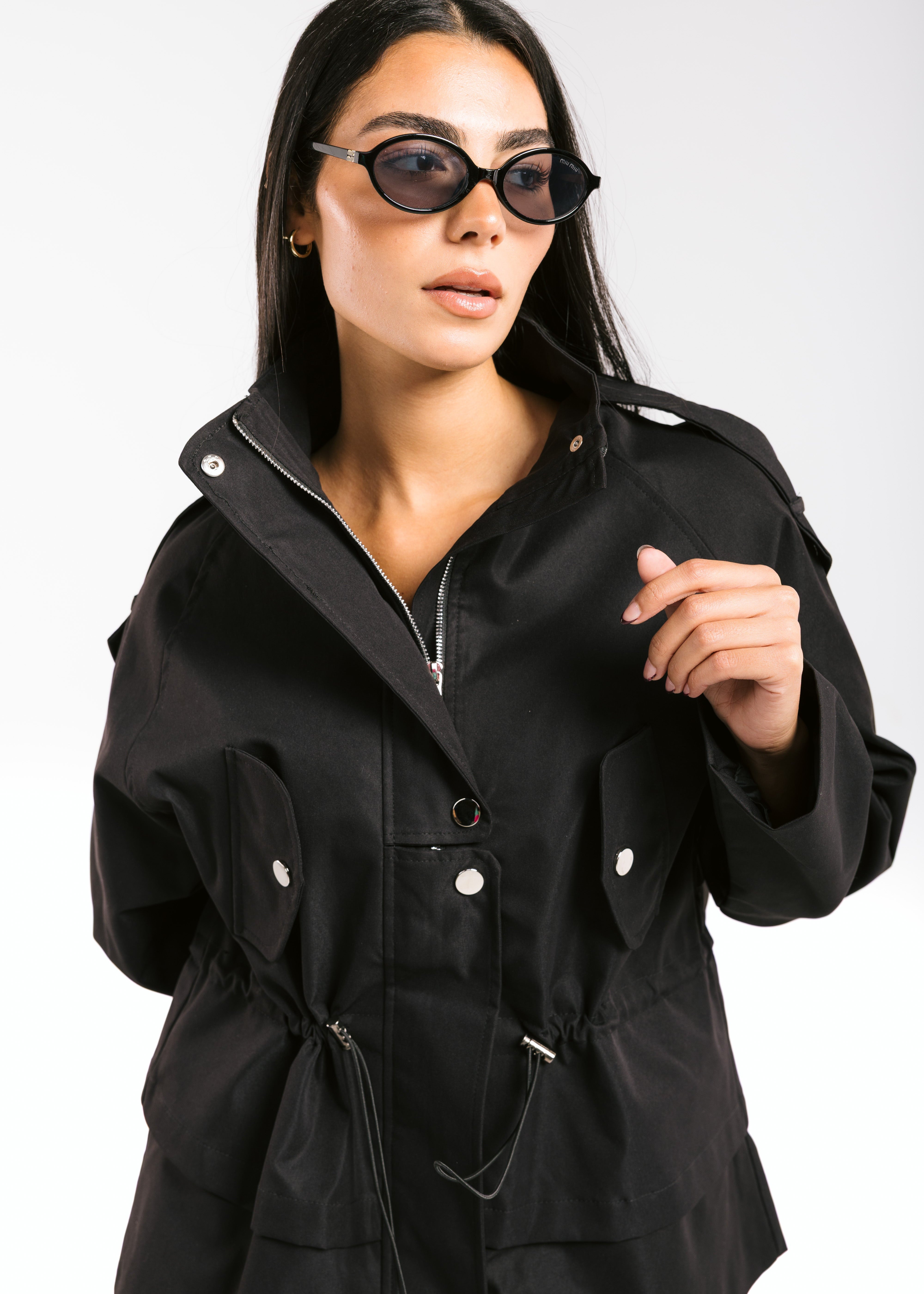 The Icon Gabardine Jacket Black - AB ESSENTIALS