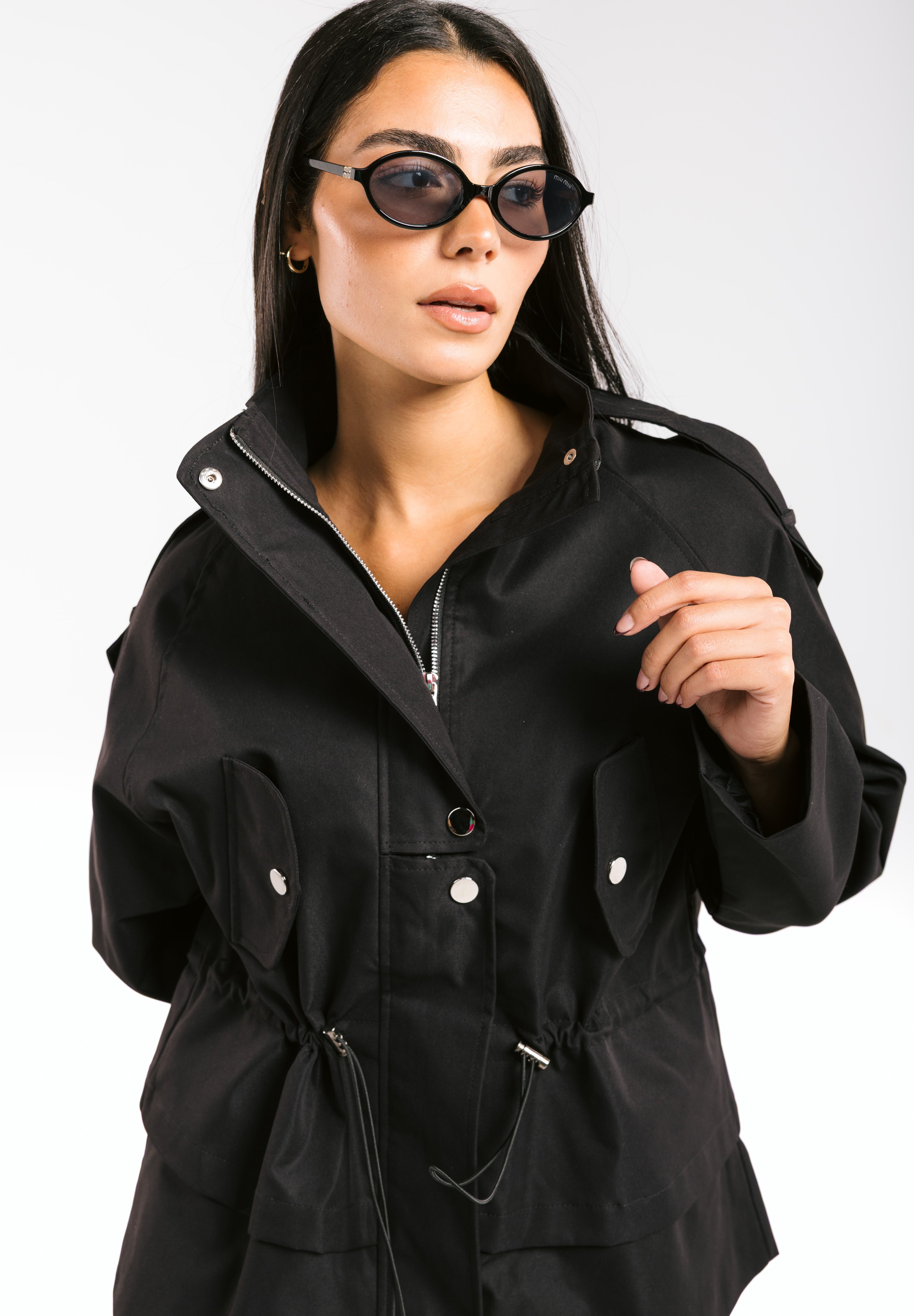 The Icon Gabardine Jacket Black - AB ESSENTIALS