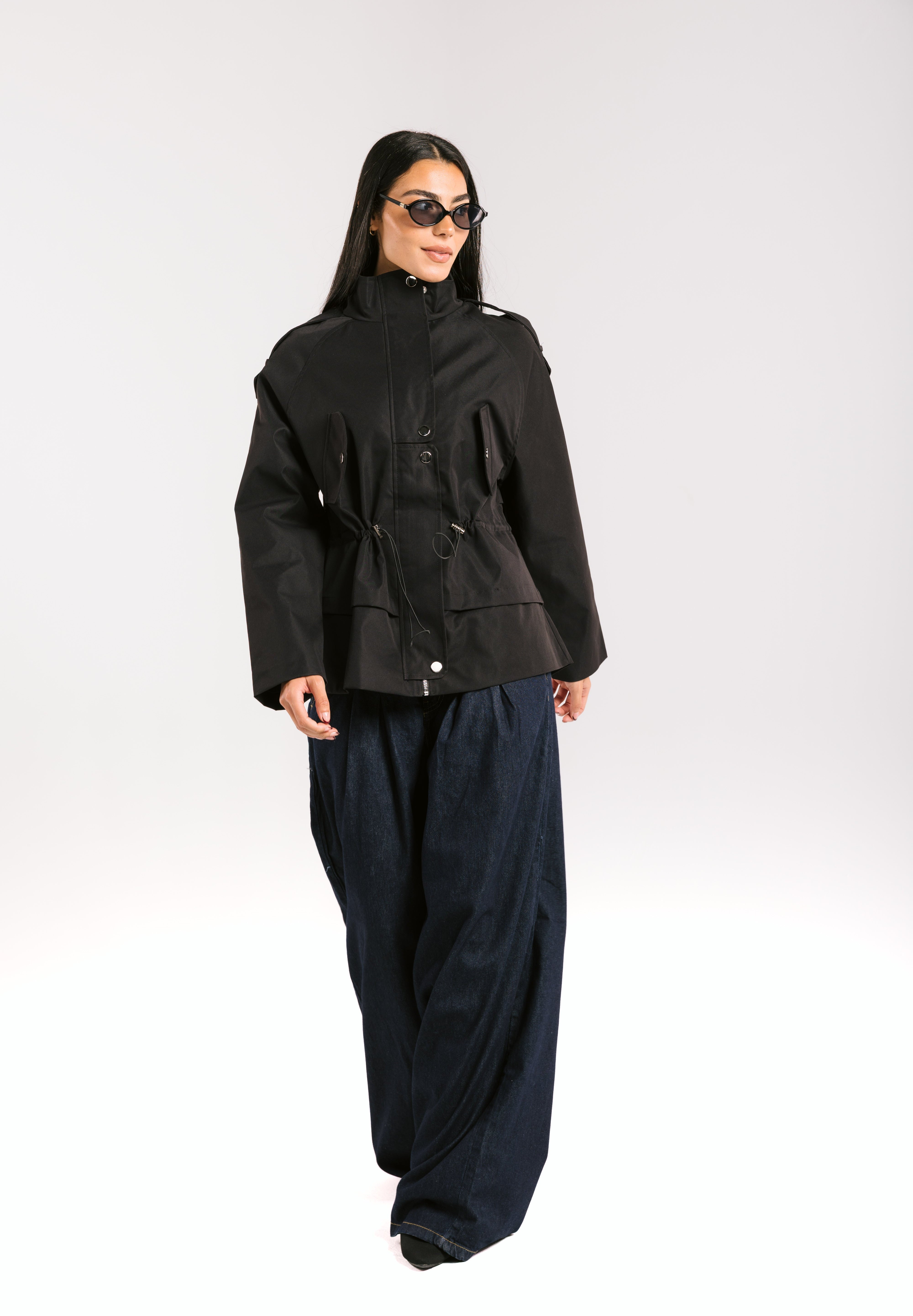 The Icon Gabardine Jacket Black - AB ESSENTIALS