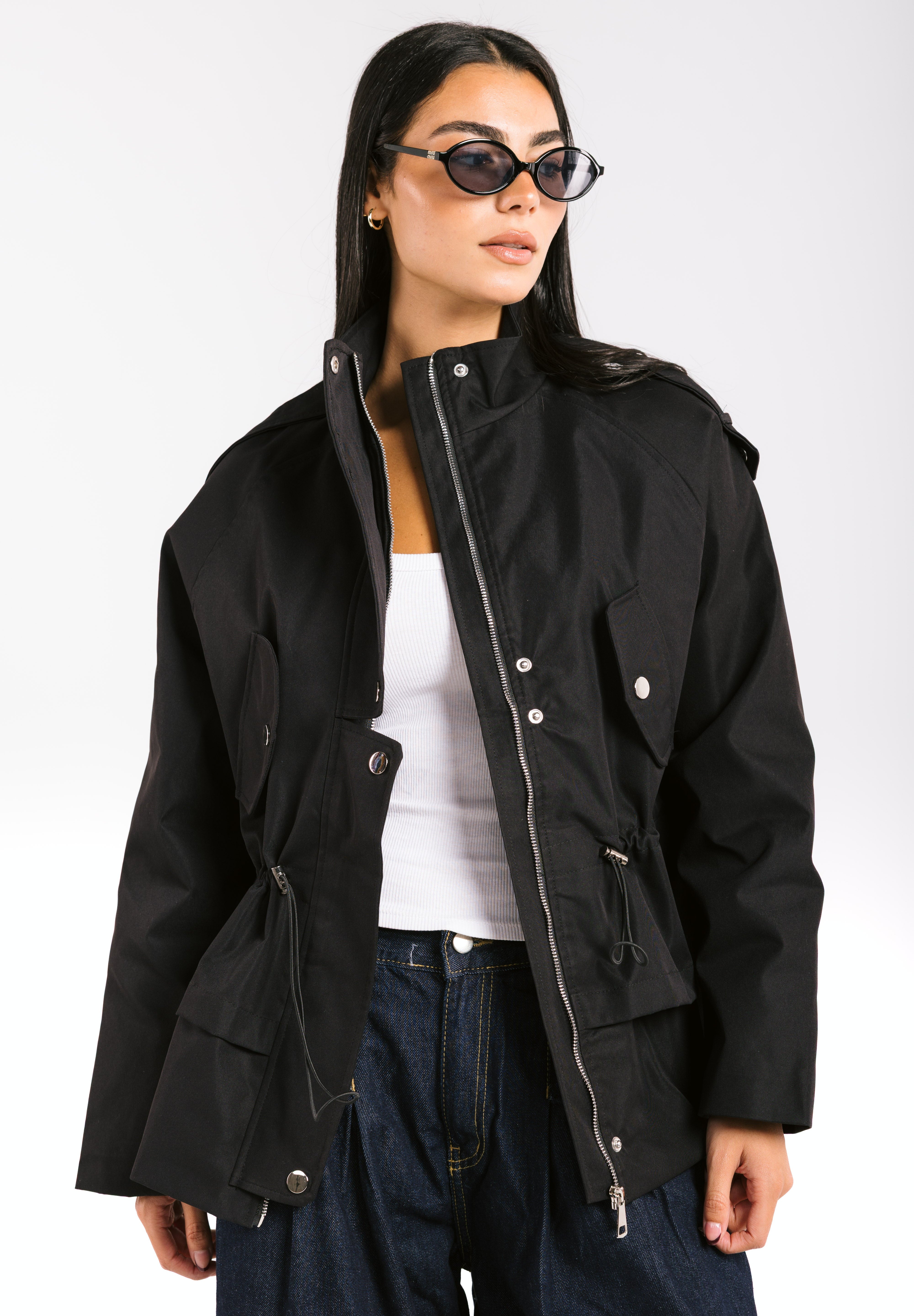 The Icon Gabardine Jacket Black - AB ESSENTIALS