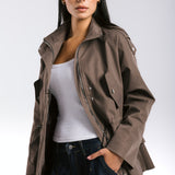 The Icon Gabardine Jacket Brown - AB ESSENTIALS