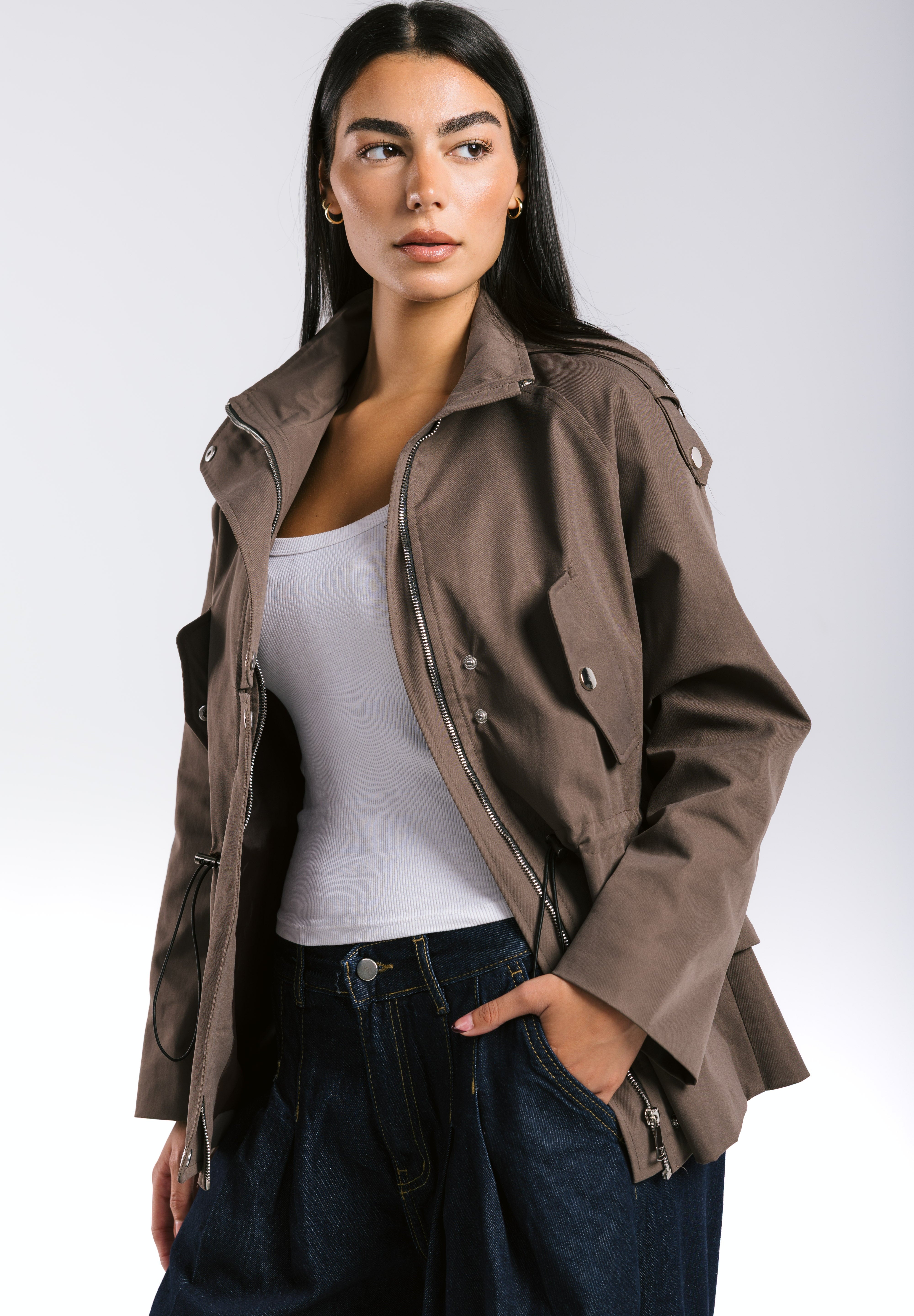 The Icon Gabardine Jacket Brown - AB ESSENTIALS