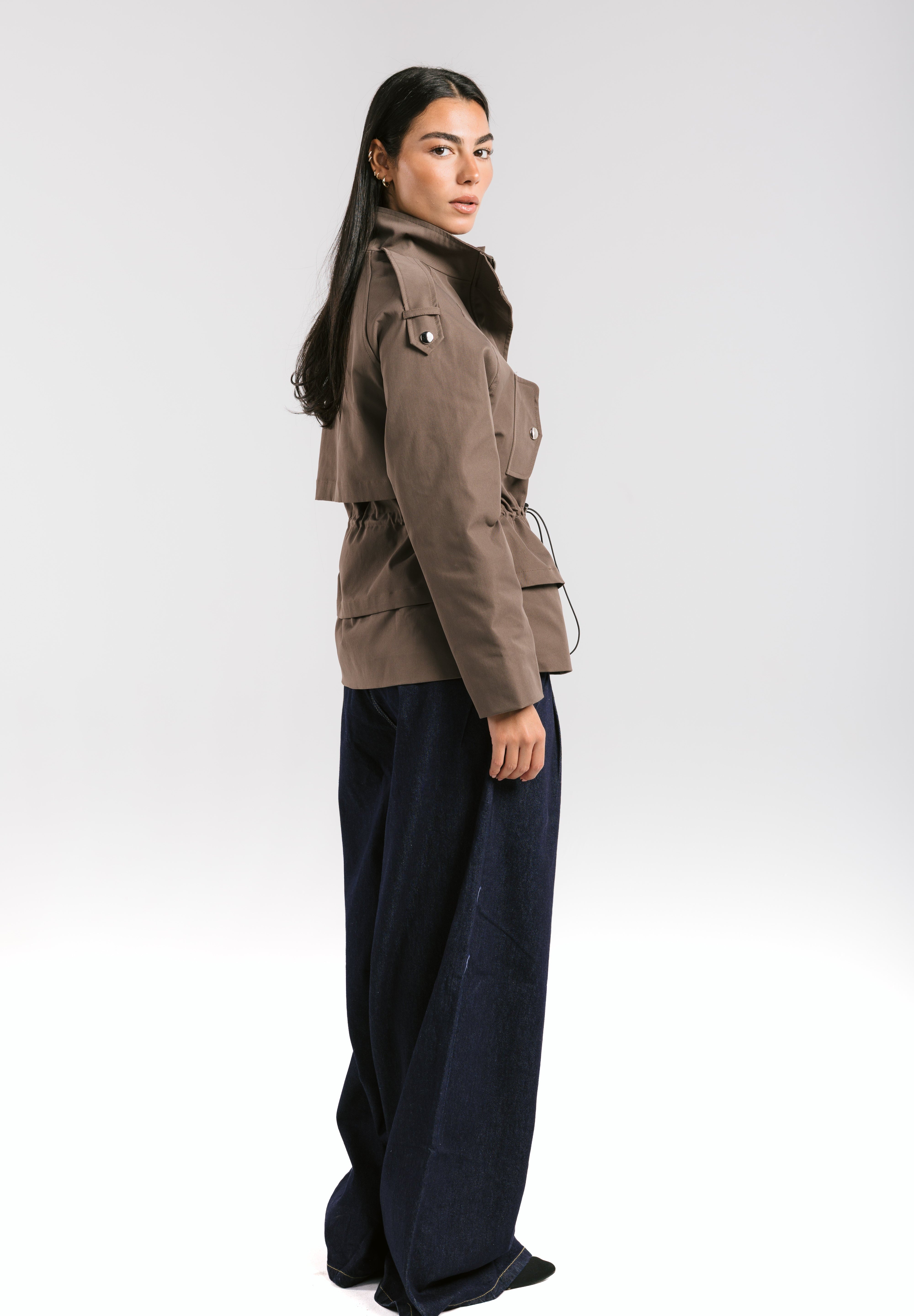 The Icon Gabardine Jacket Brown - AB ESSENTIALS
