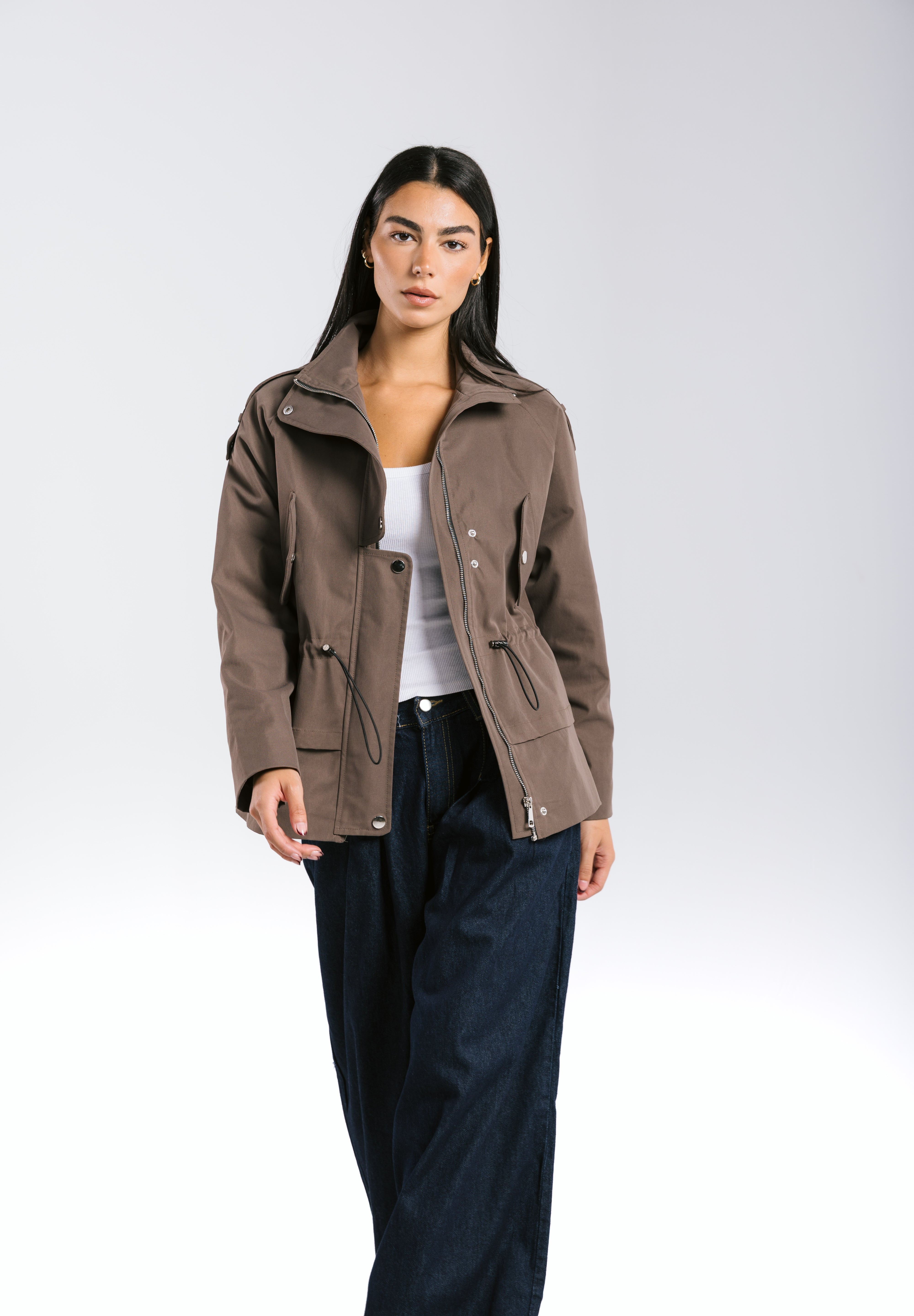The Icon Gabardine Jacket Brown - AB ESSENTIALS