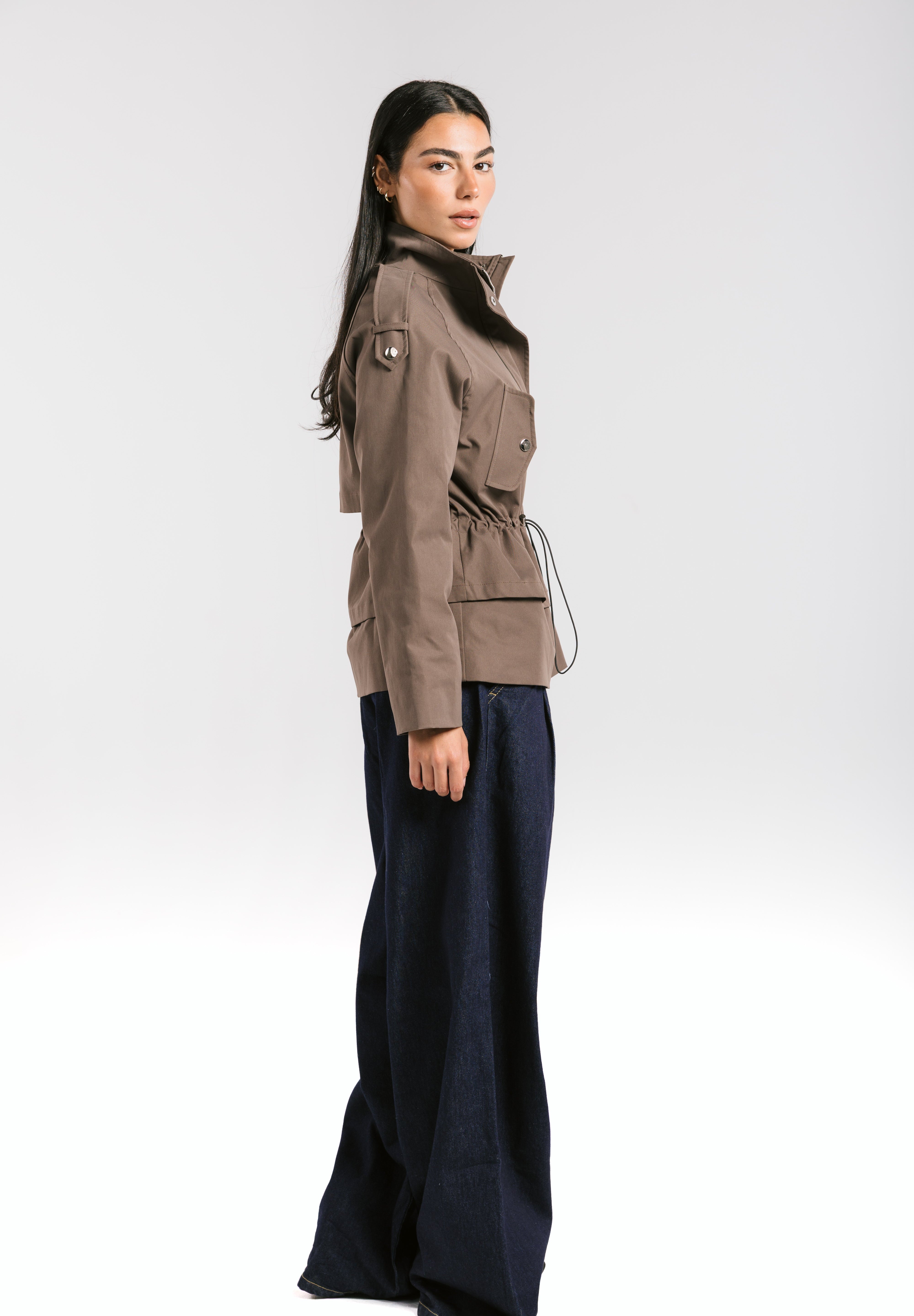 The Icon Gabardine Jacket Brown - AB ESSENTIALS