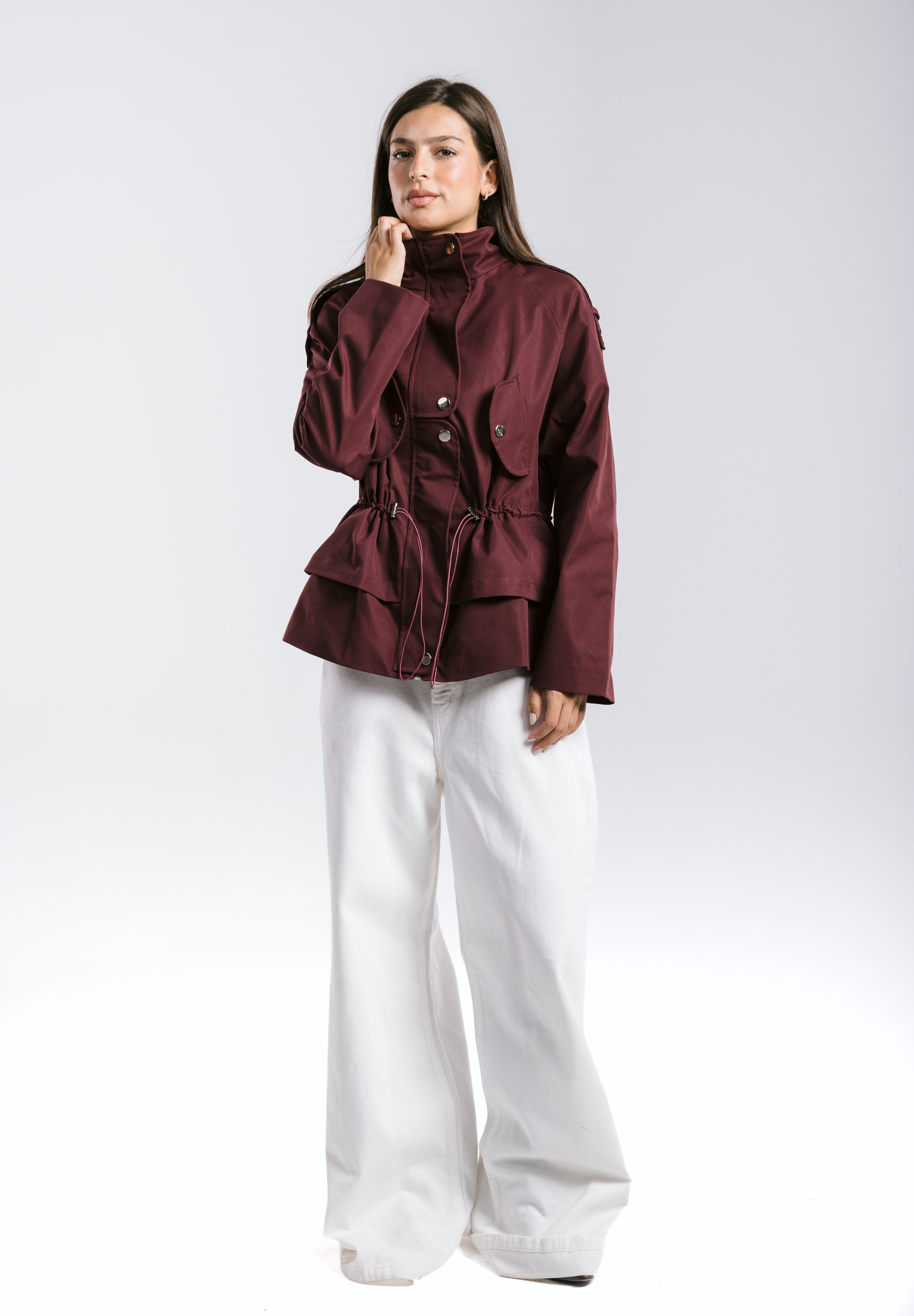 The Icon Gabardine Jacket Burgundy - AB ESSENTIALS