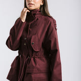 The Icon Gabardine Jacket Burgundy - AB ESSENTIALS