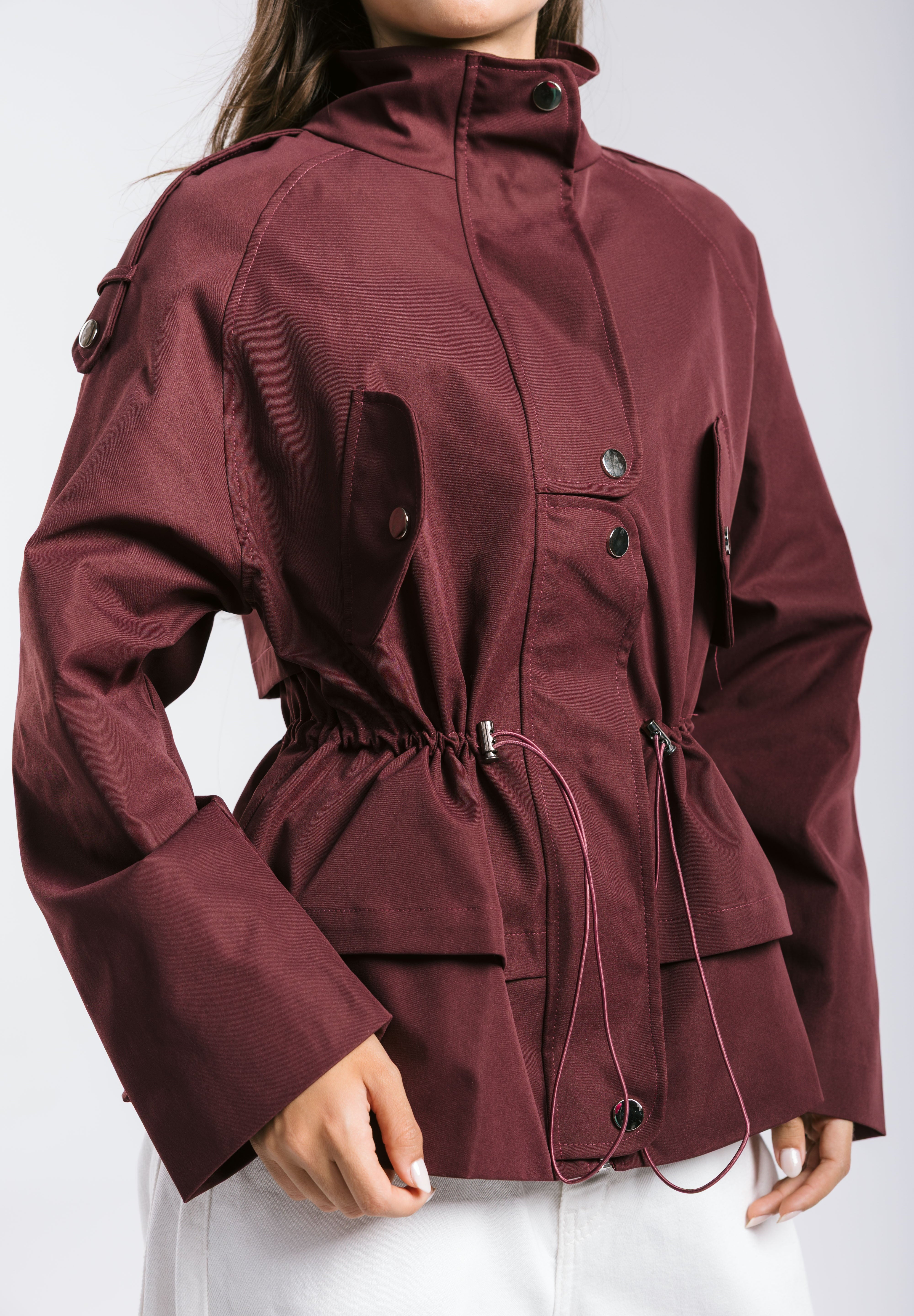 The Icon Gabardine Jacket Burgundy - AB ESSENTIALS