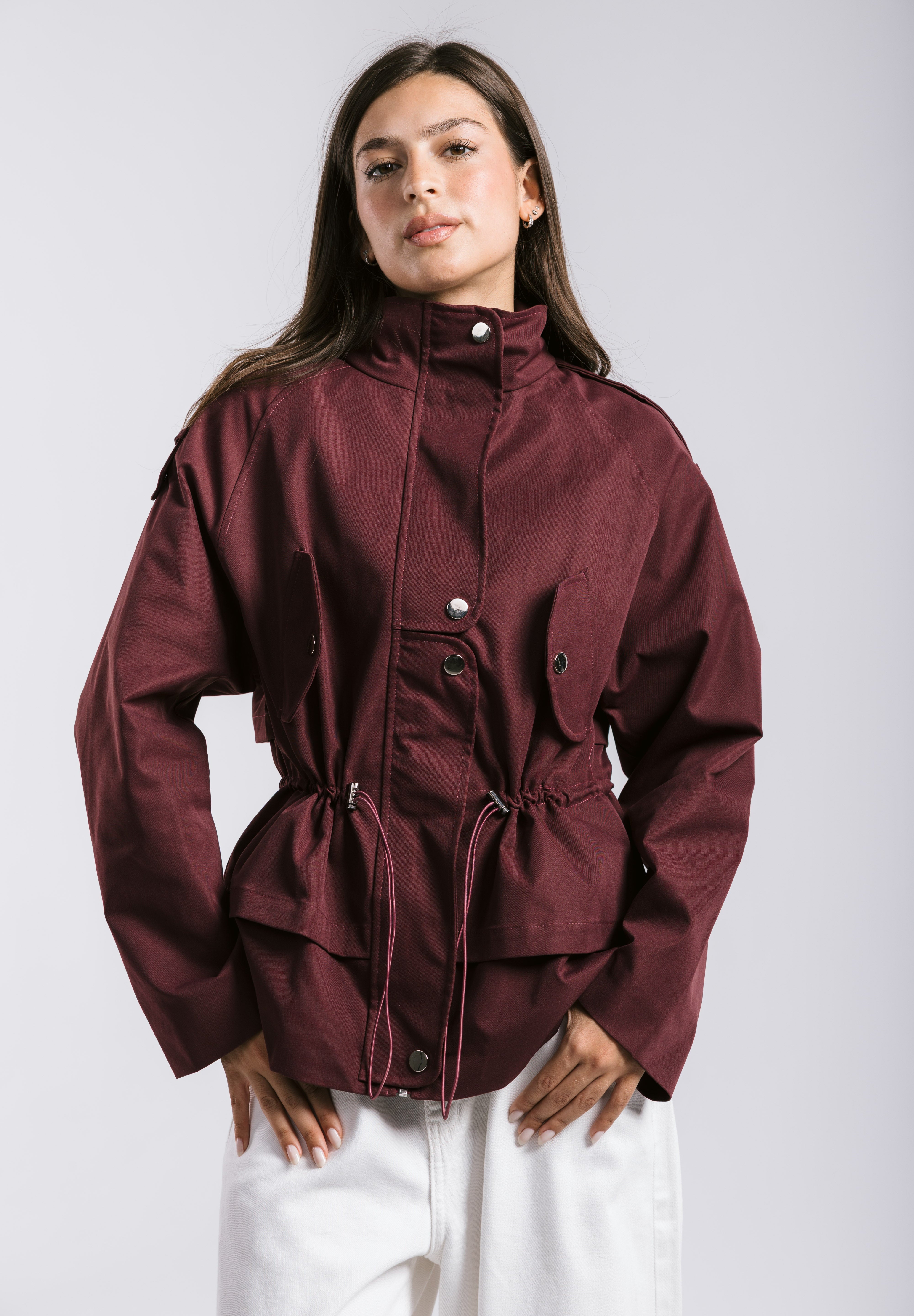 The Icon Gabardine Jacket Burgundy - AB ESSENTIALS