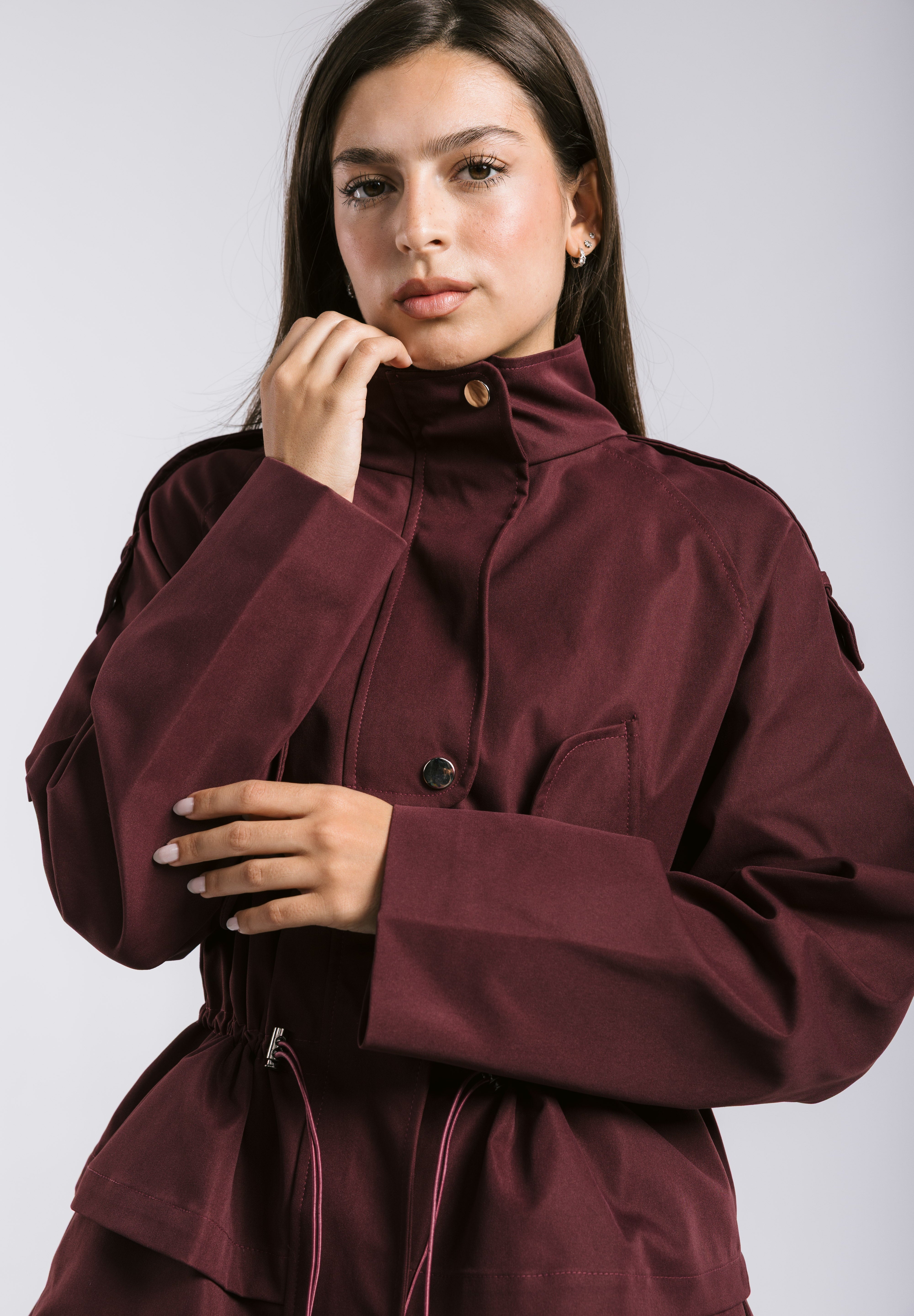 The Icon Gabardine Jacket Burgundy - AB ESSENTIALS