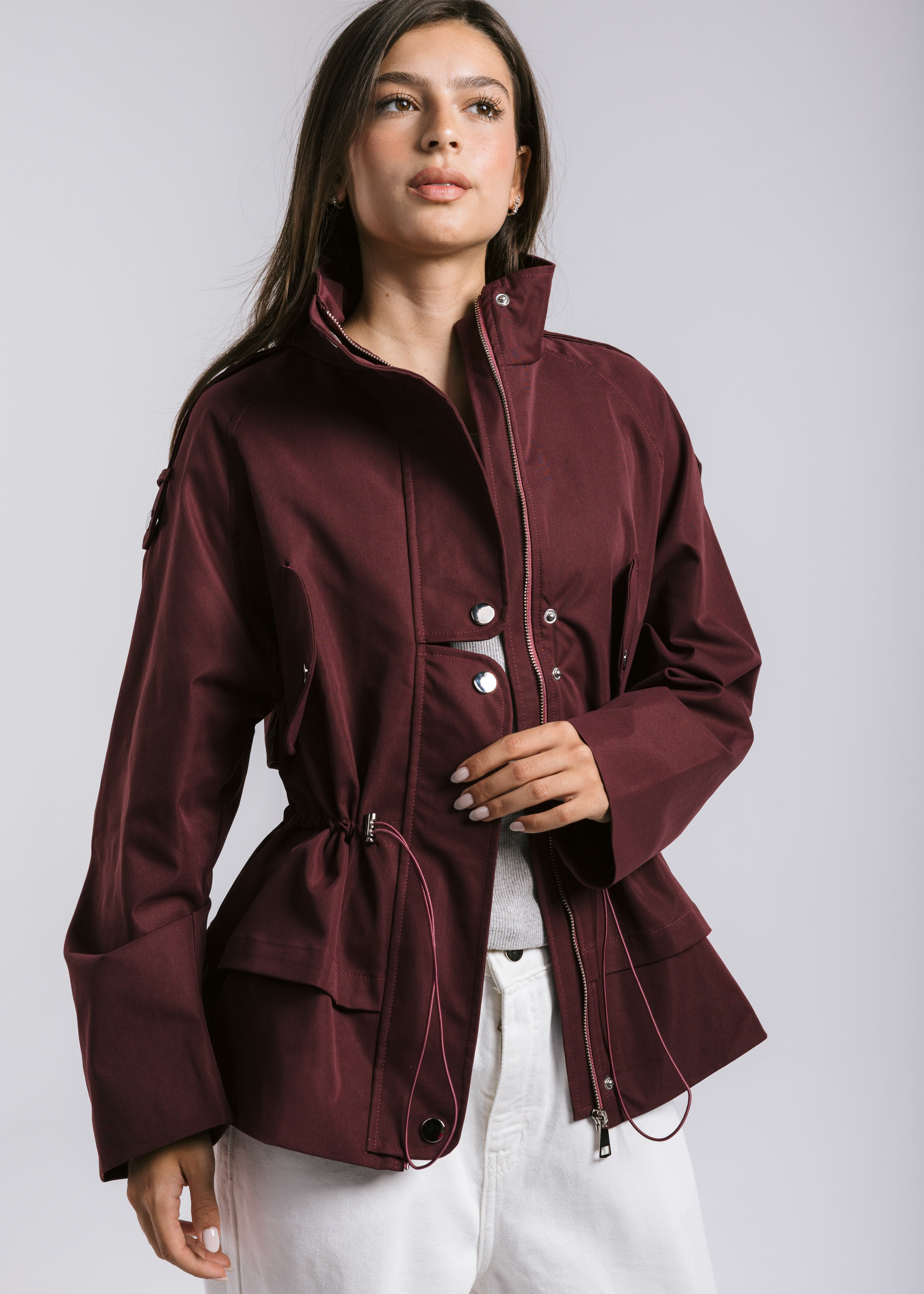 The Icon Gabardine Jacket Burgundy - AB ESSENTIALS