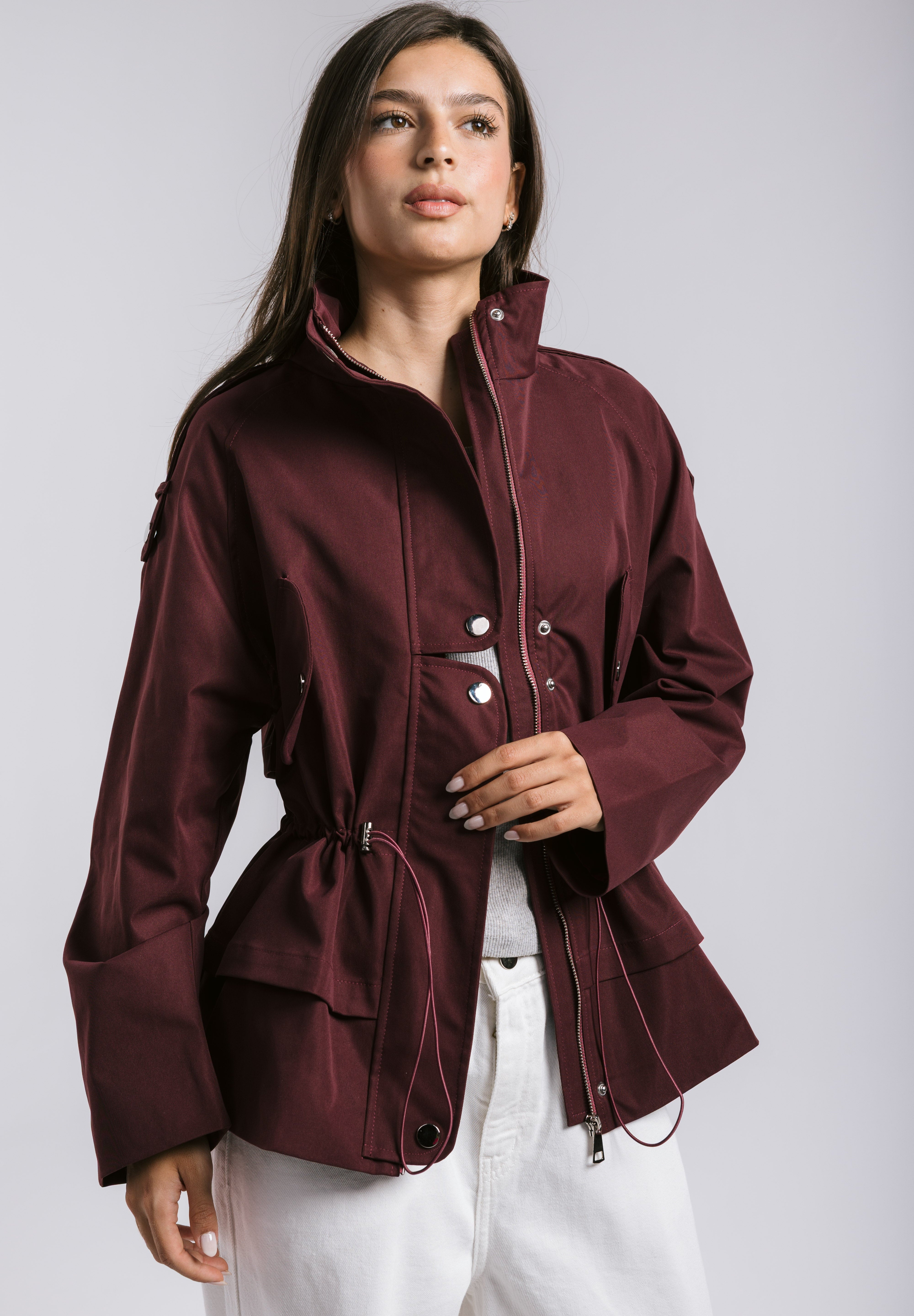 The Icon Gabardine Jacket Burgundy - AB ESSENTIALS