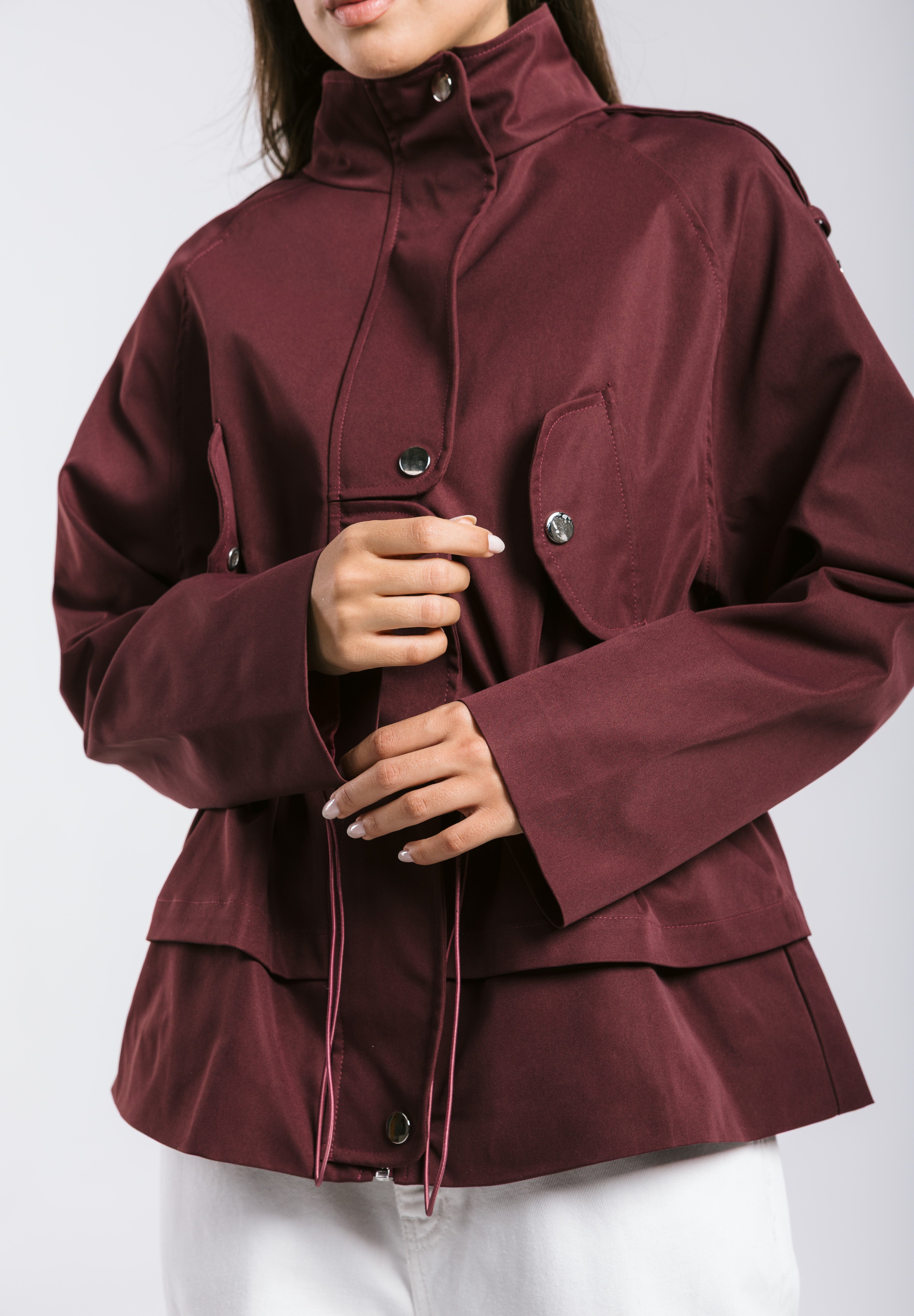 The Icon Gabardine Jacket Burgundy - AB ESSENTIALS