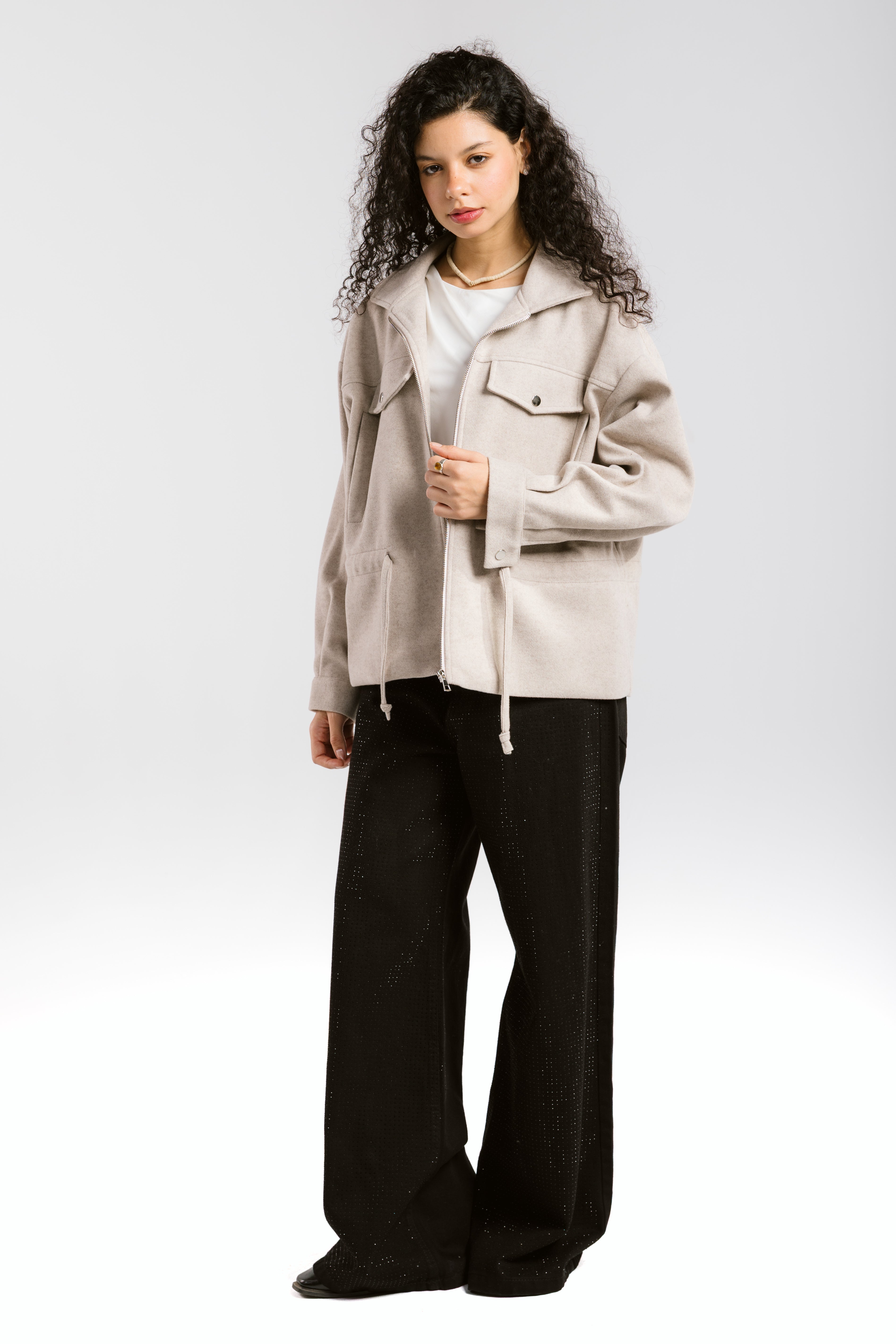 Warm Wool Jacket Beige - AB ESSENTIALS