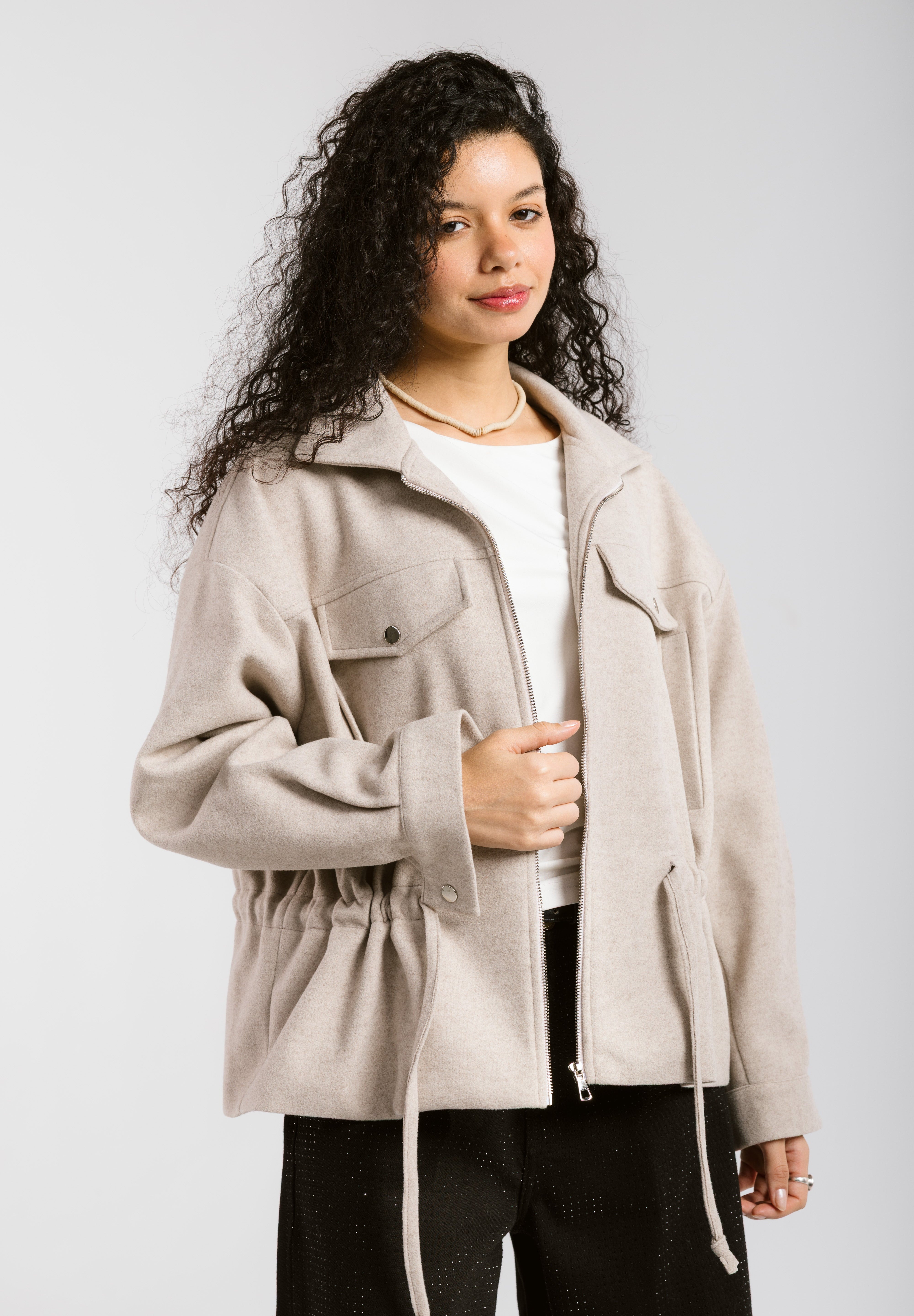 Warm Wool Jacket Beige - AB ESSENTIALS