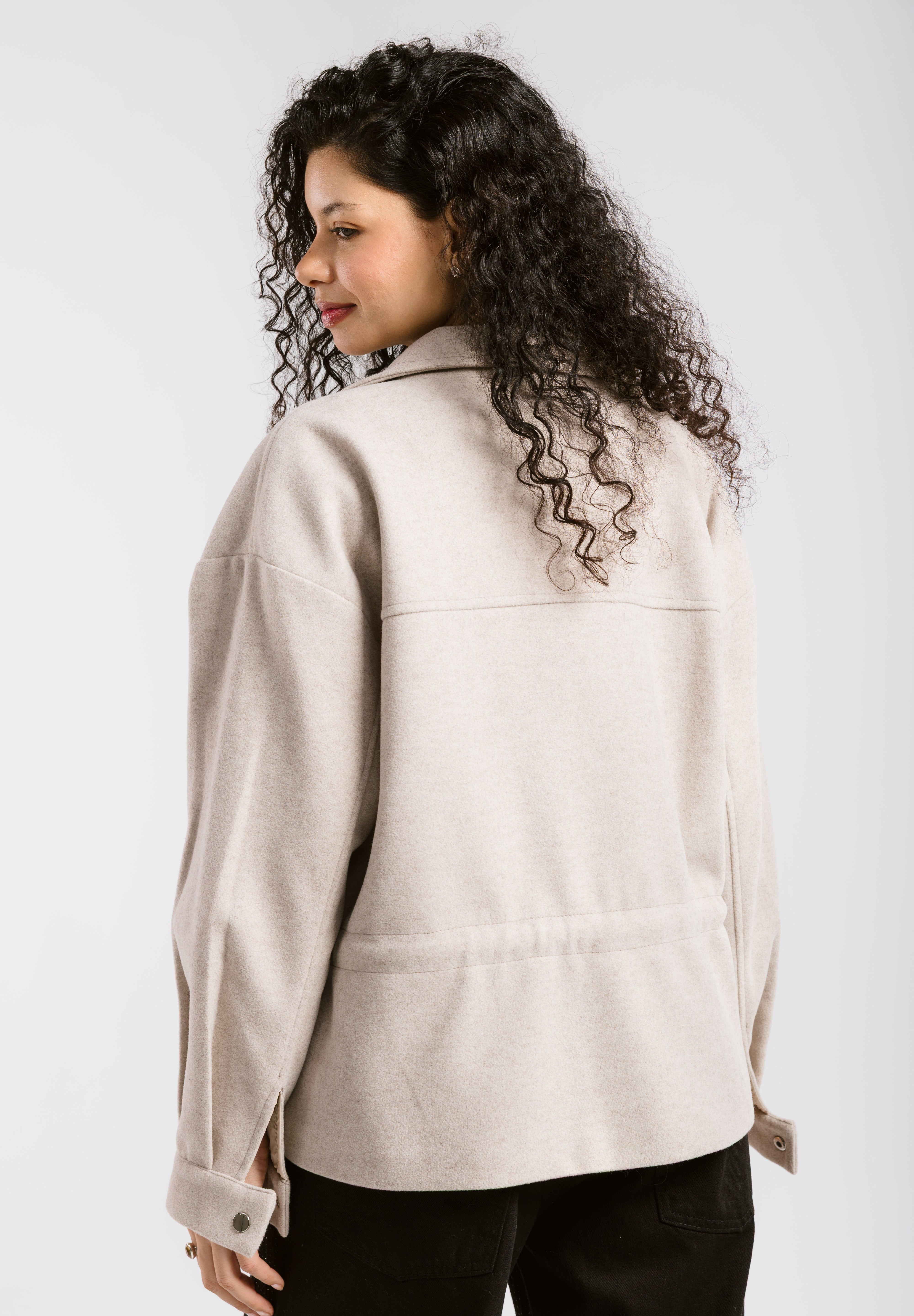 Warm Wool Jacket Beige - AB ESSENTIALS