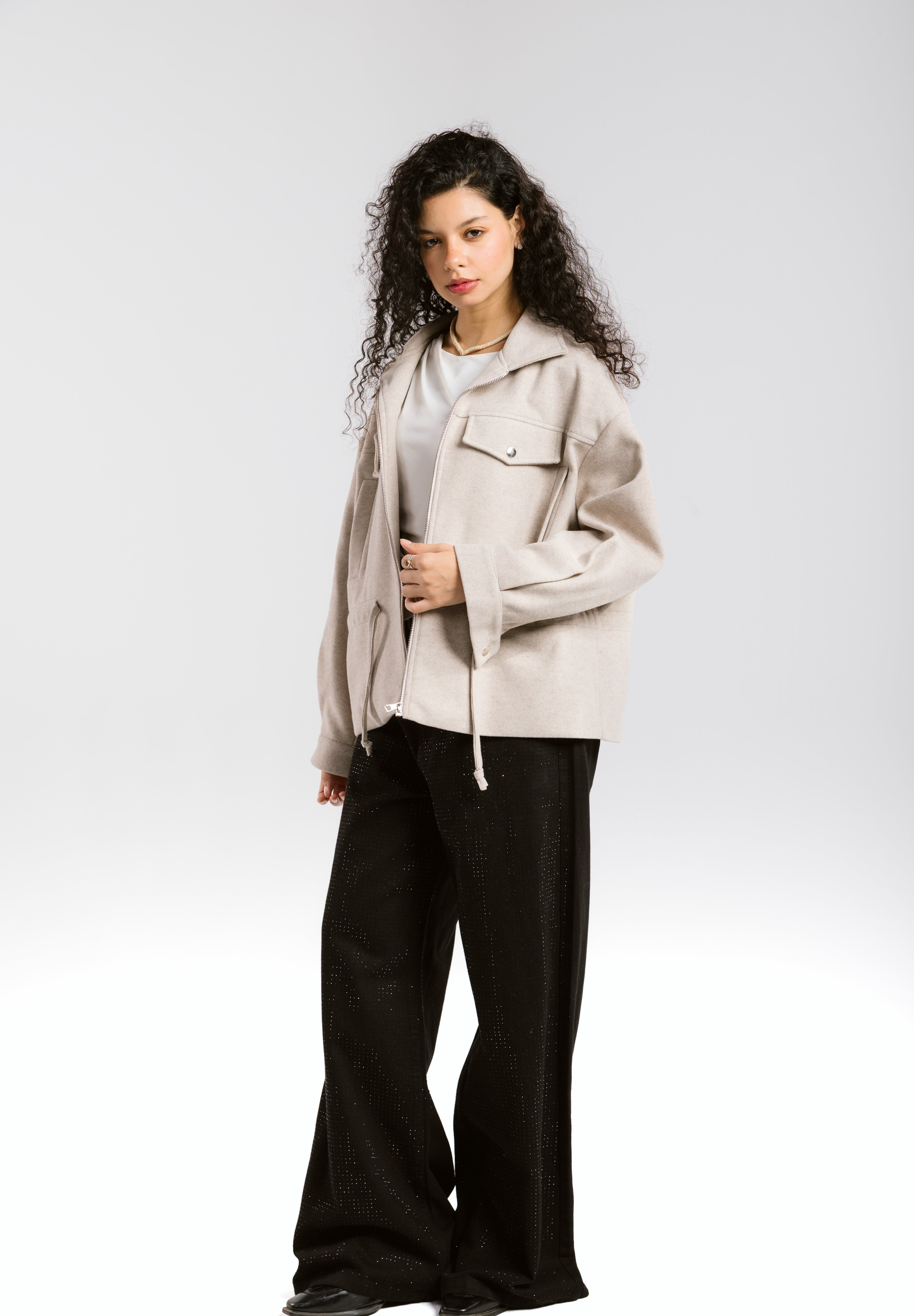 Warm Wool Jacket Beige - AB ESSENTIALS