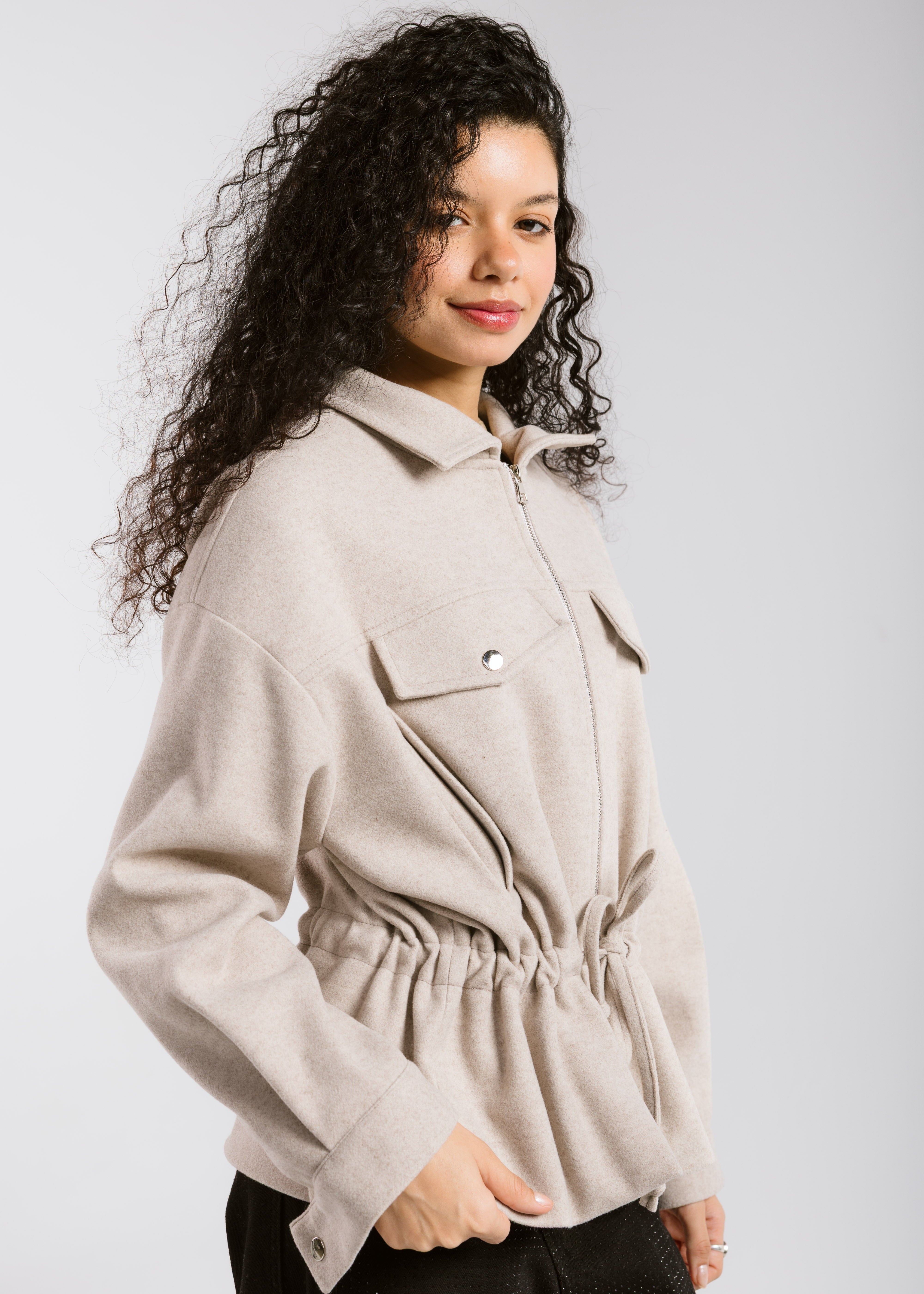 Warm Wool Jacket Beige - AB ESSENTIALS