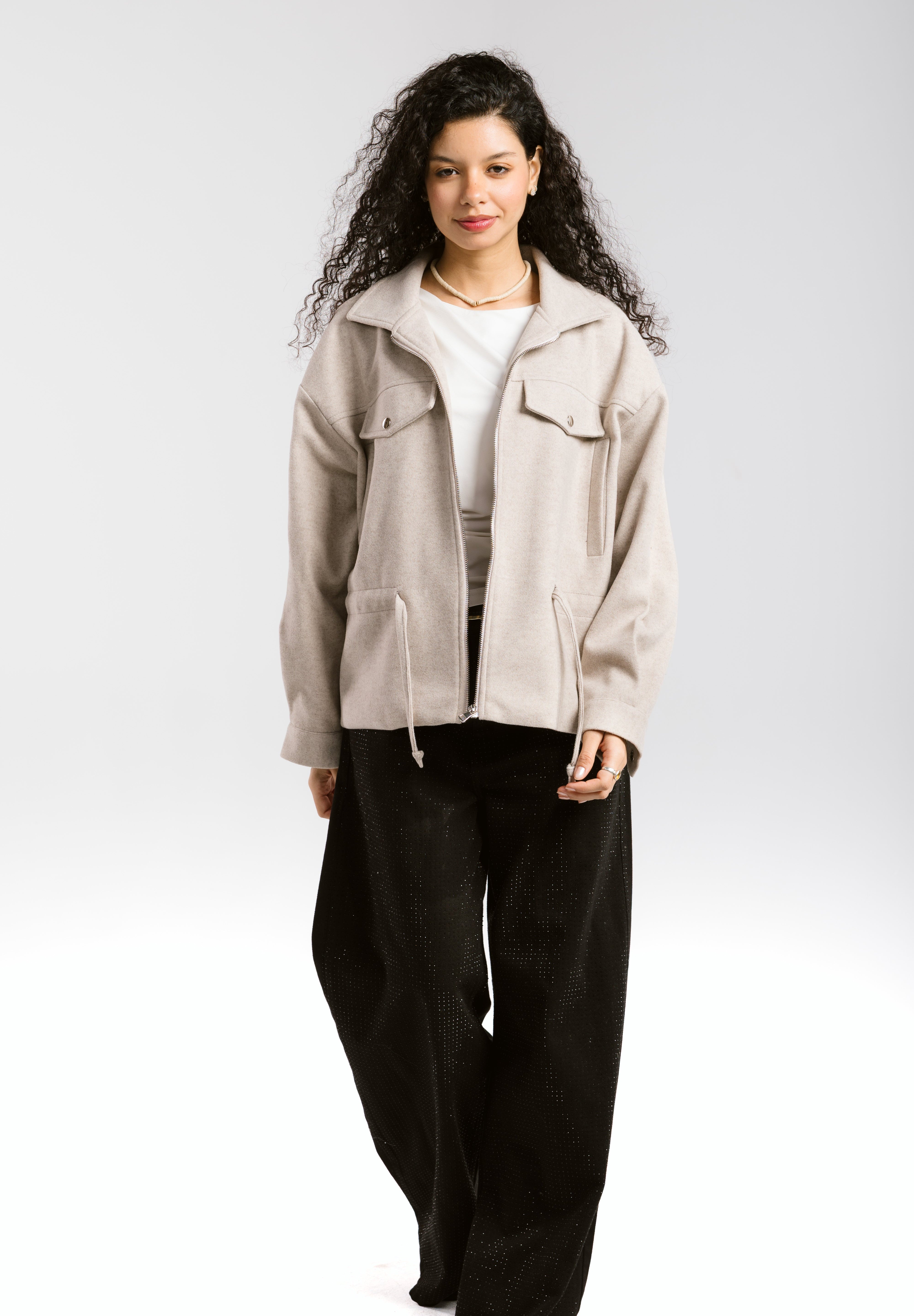 Warm Wool Jacket Beige - AB ESSENTIALS