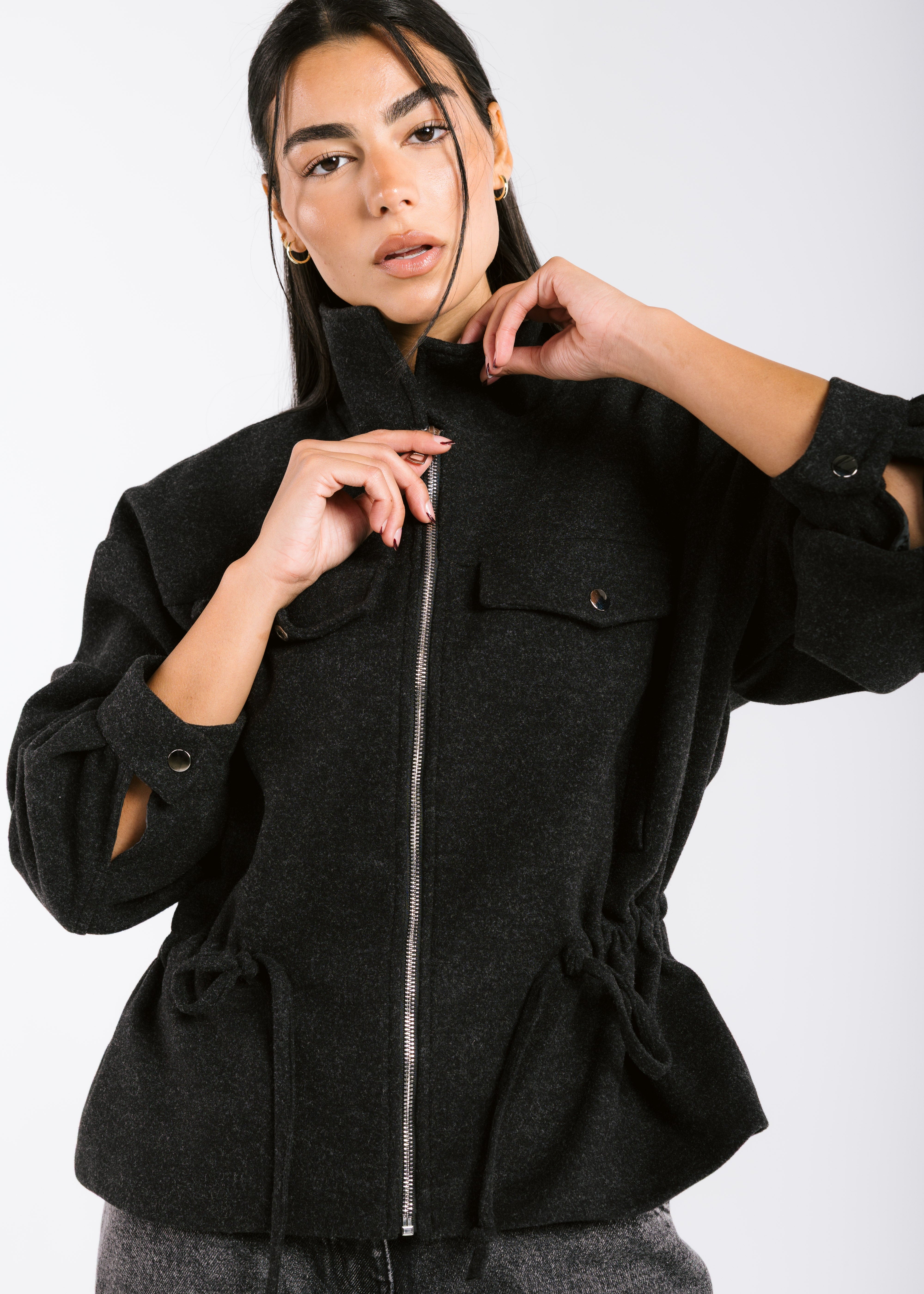 Warm Wool Jacket Black - AB ESSENTIALS