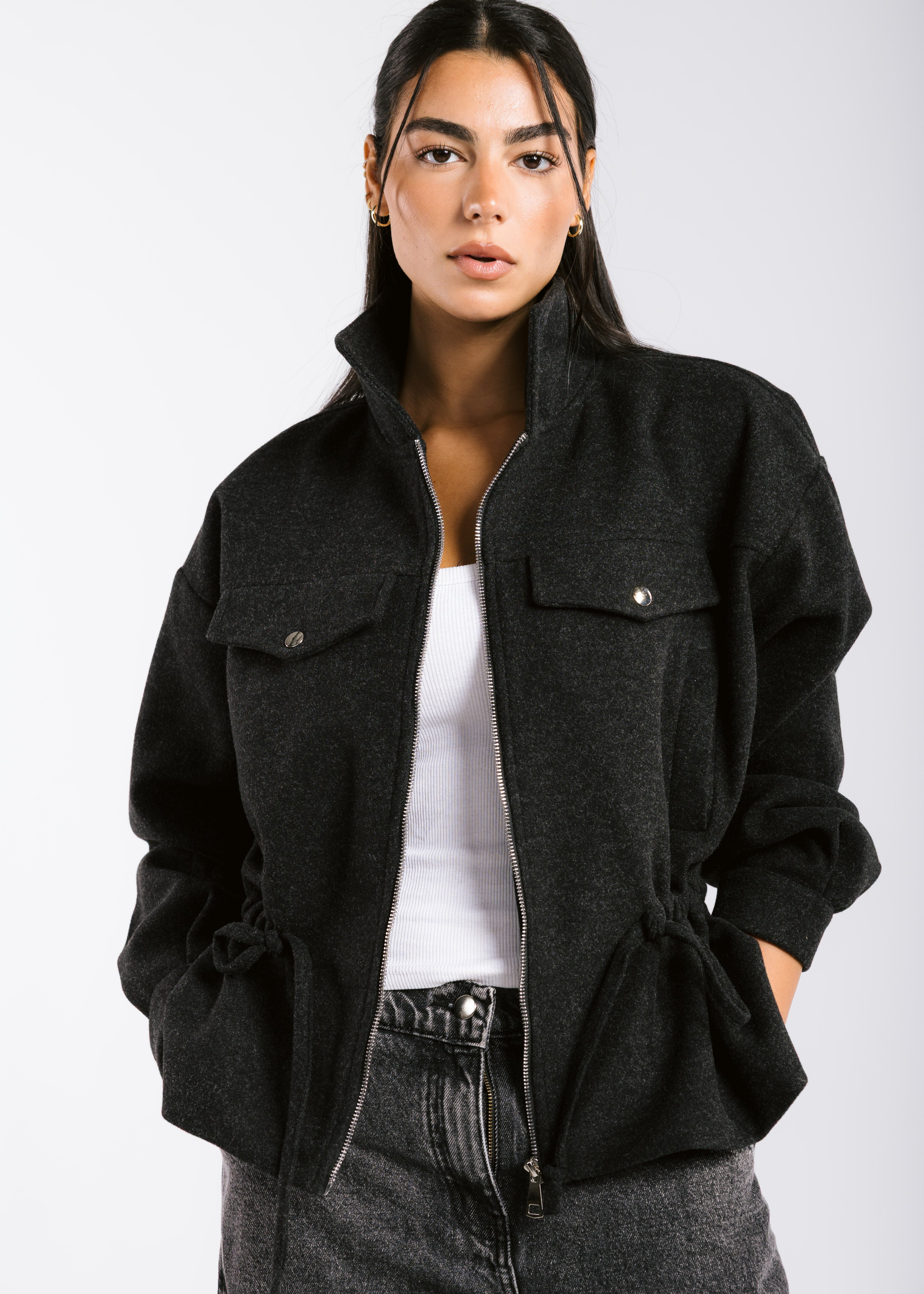 Warm Wool Jacket Black - AB ESSENTIALS