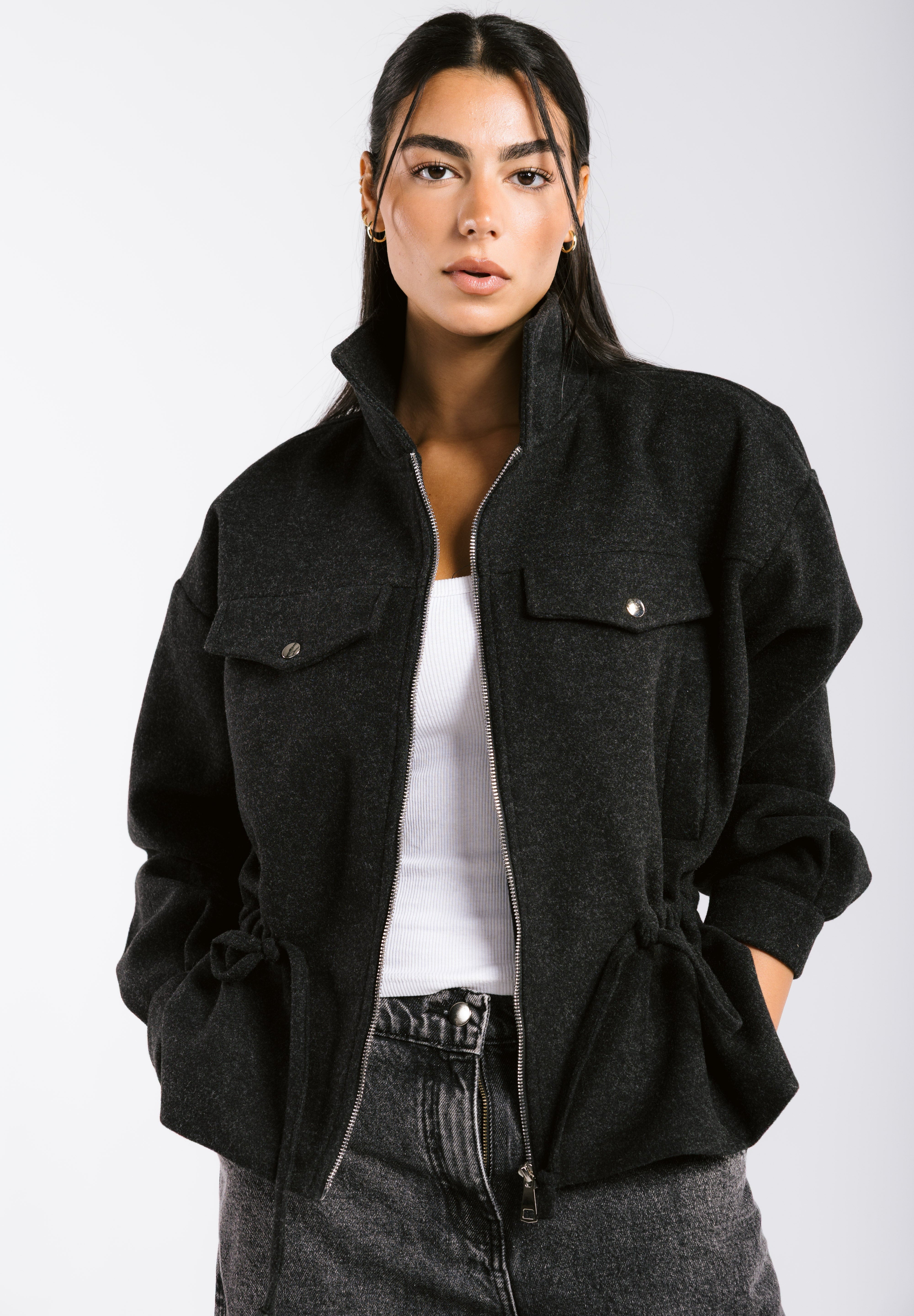Warm Wool Jacket Black - AB ESSENTIALS