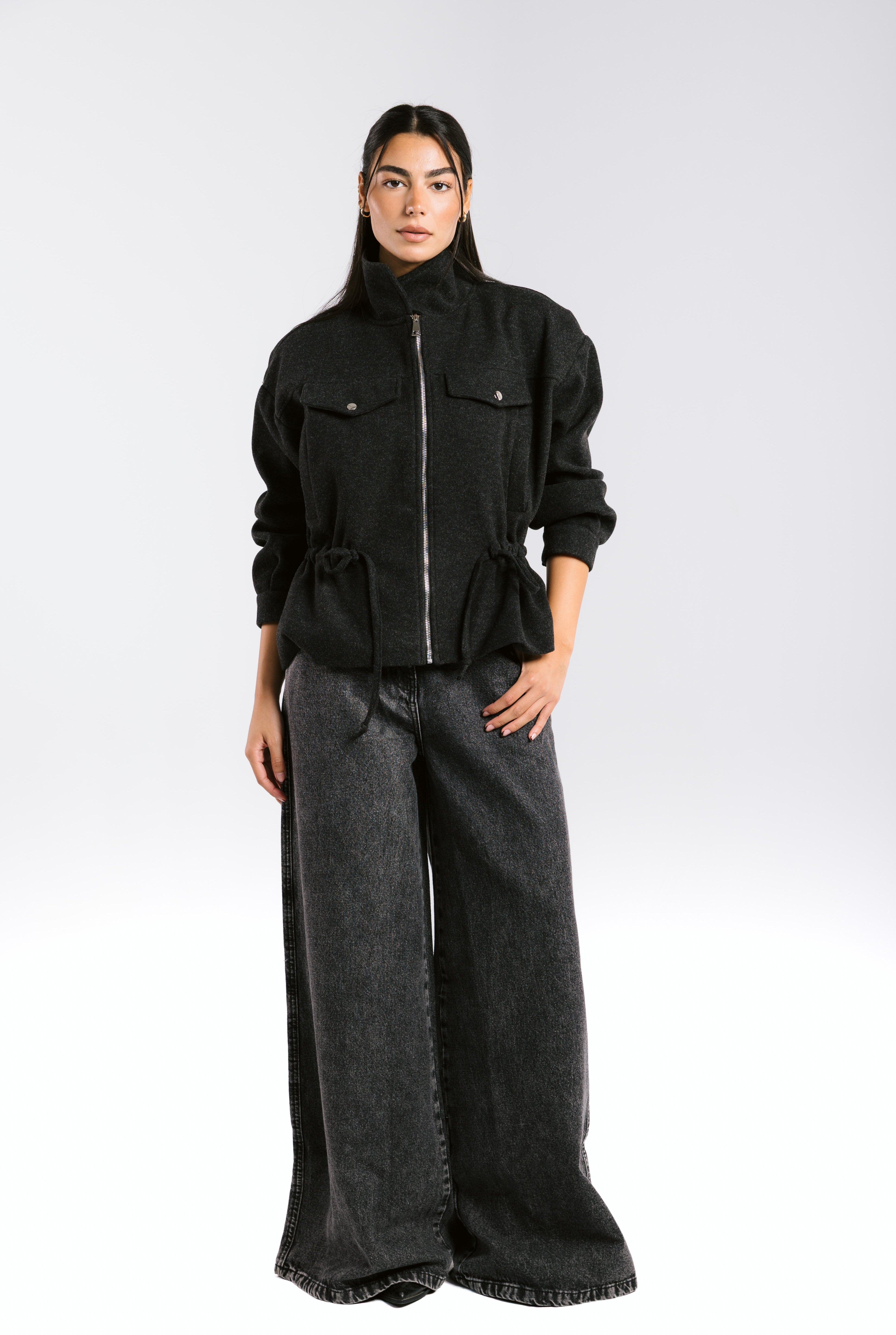 Warm Wool Jacket Black - AB ESSENTIALS
