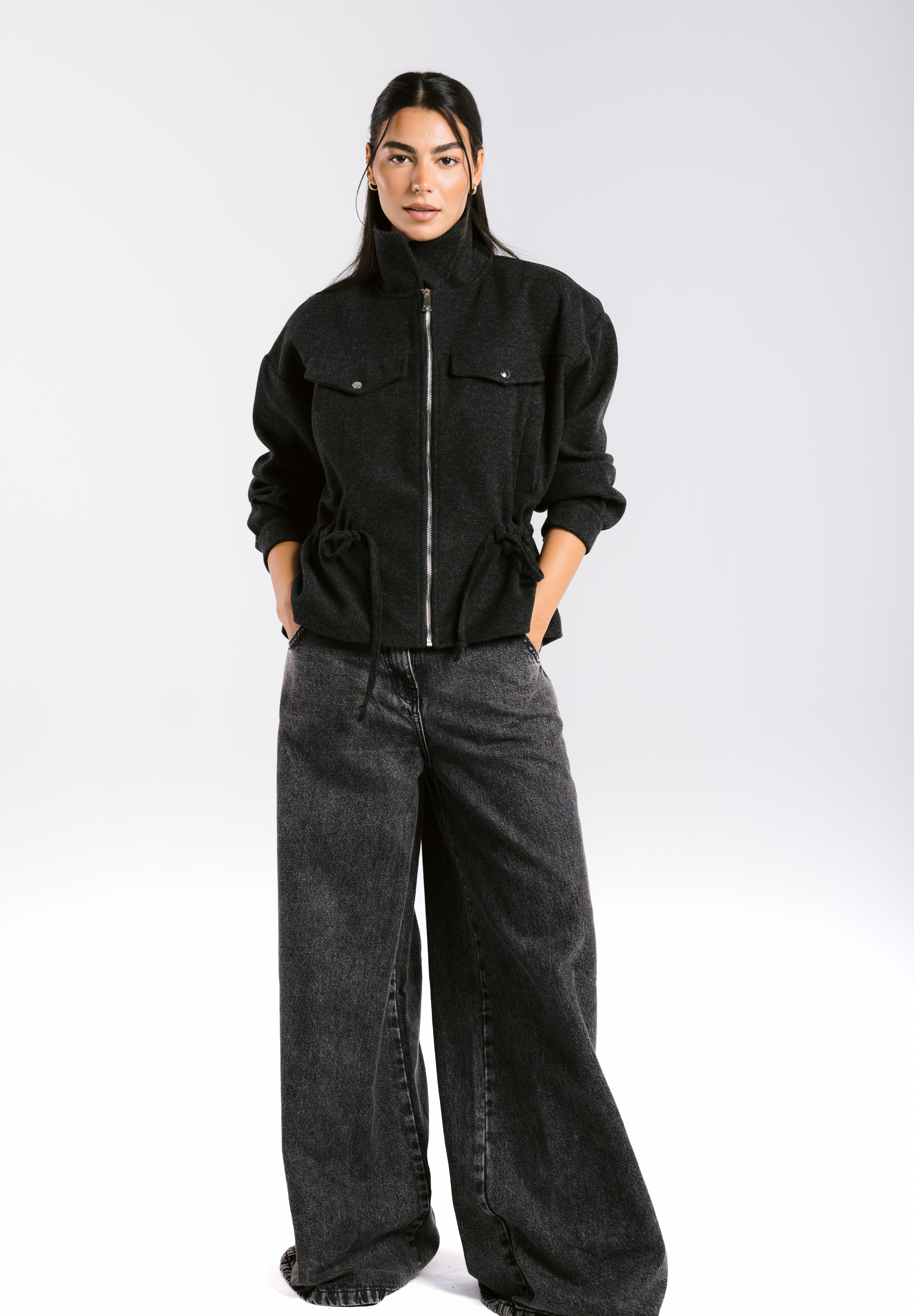 Warm Wool Jacket Black - AB ESSENTIALS