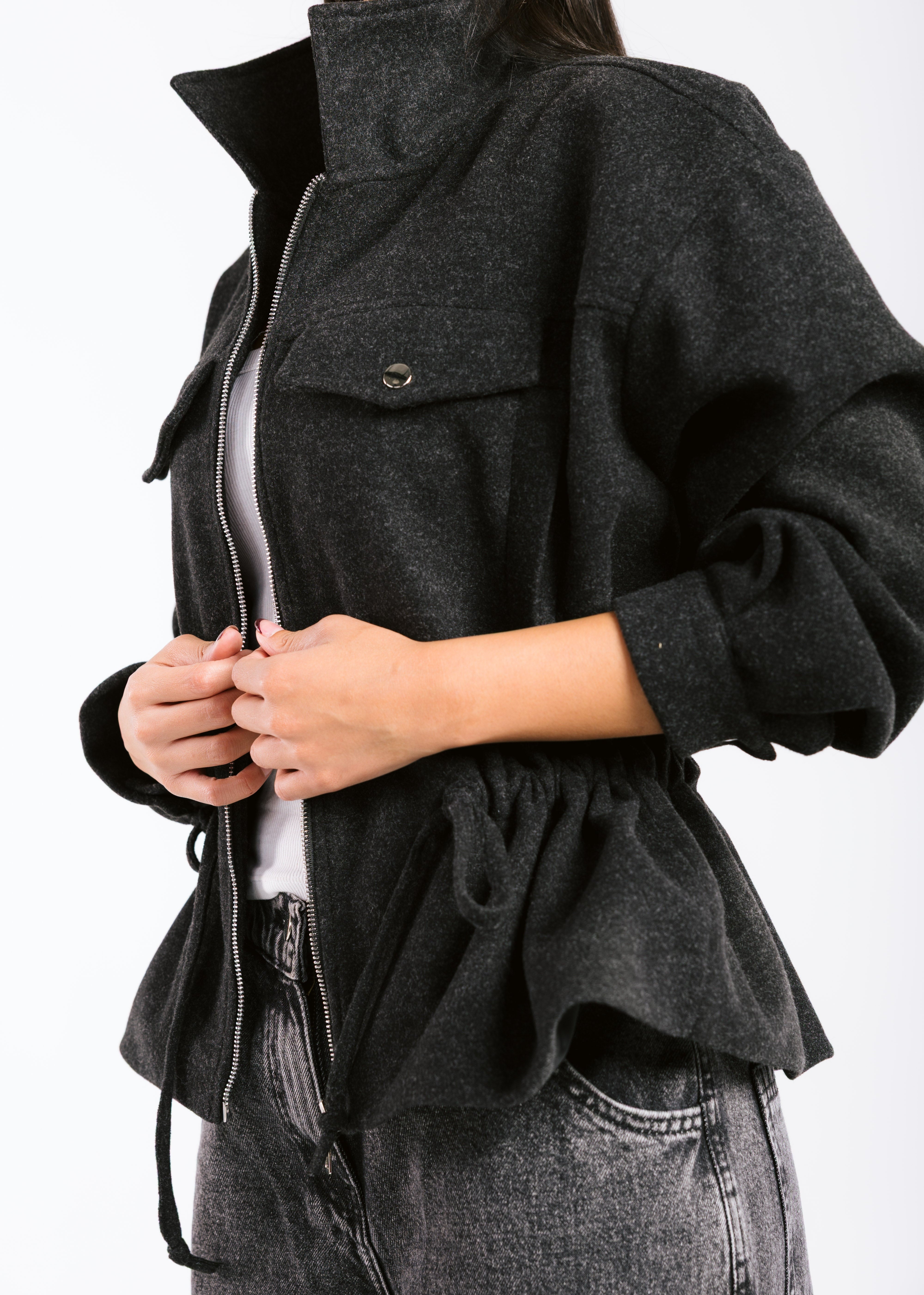 Warm Wool Jacket Black - AB ESSENTIALS