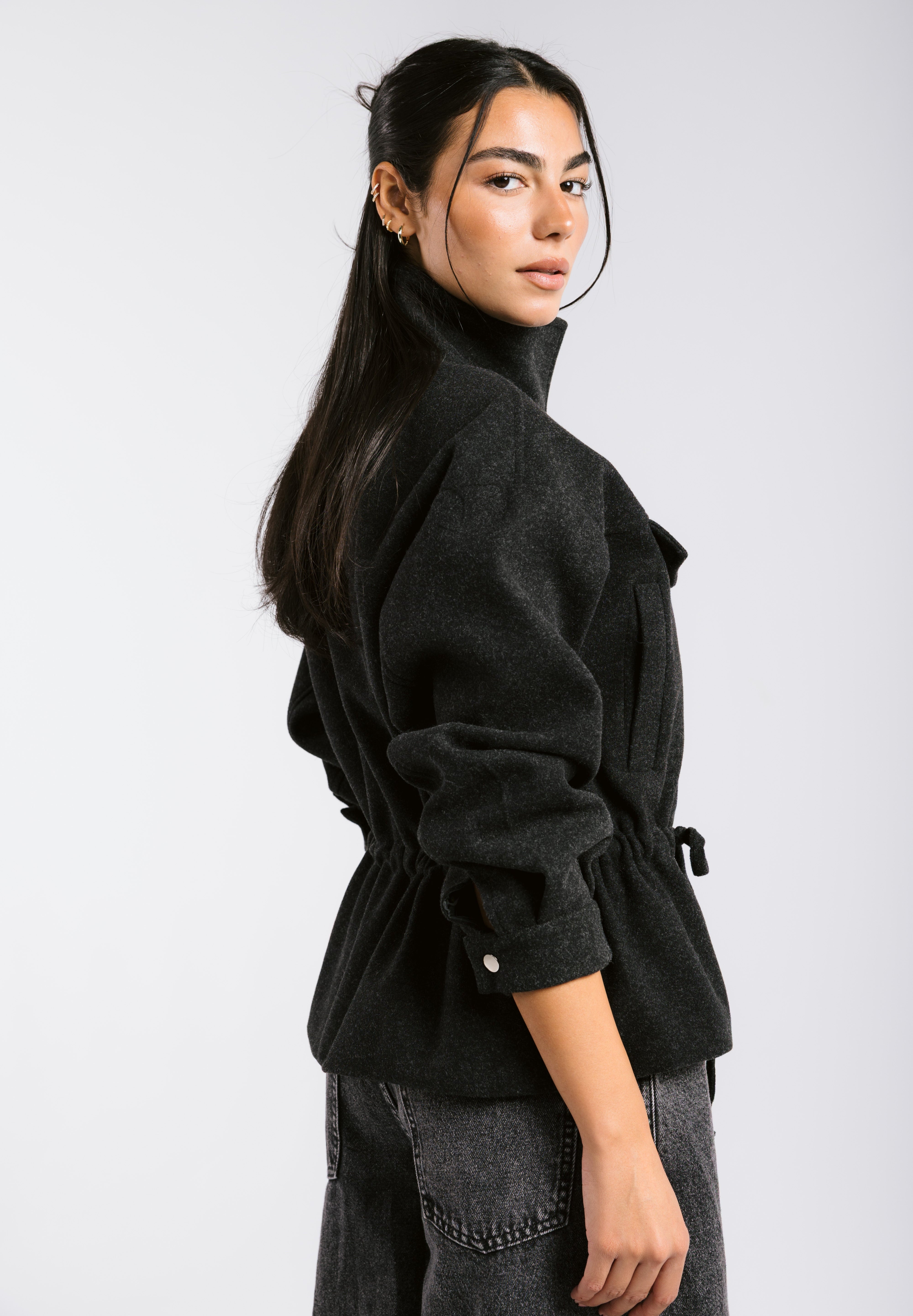 Warm Wool Jacket Black - AB ESSENTIALS