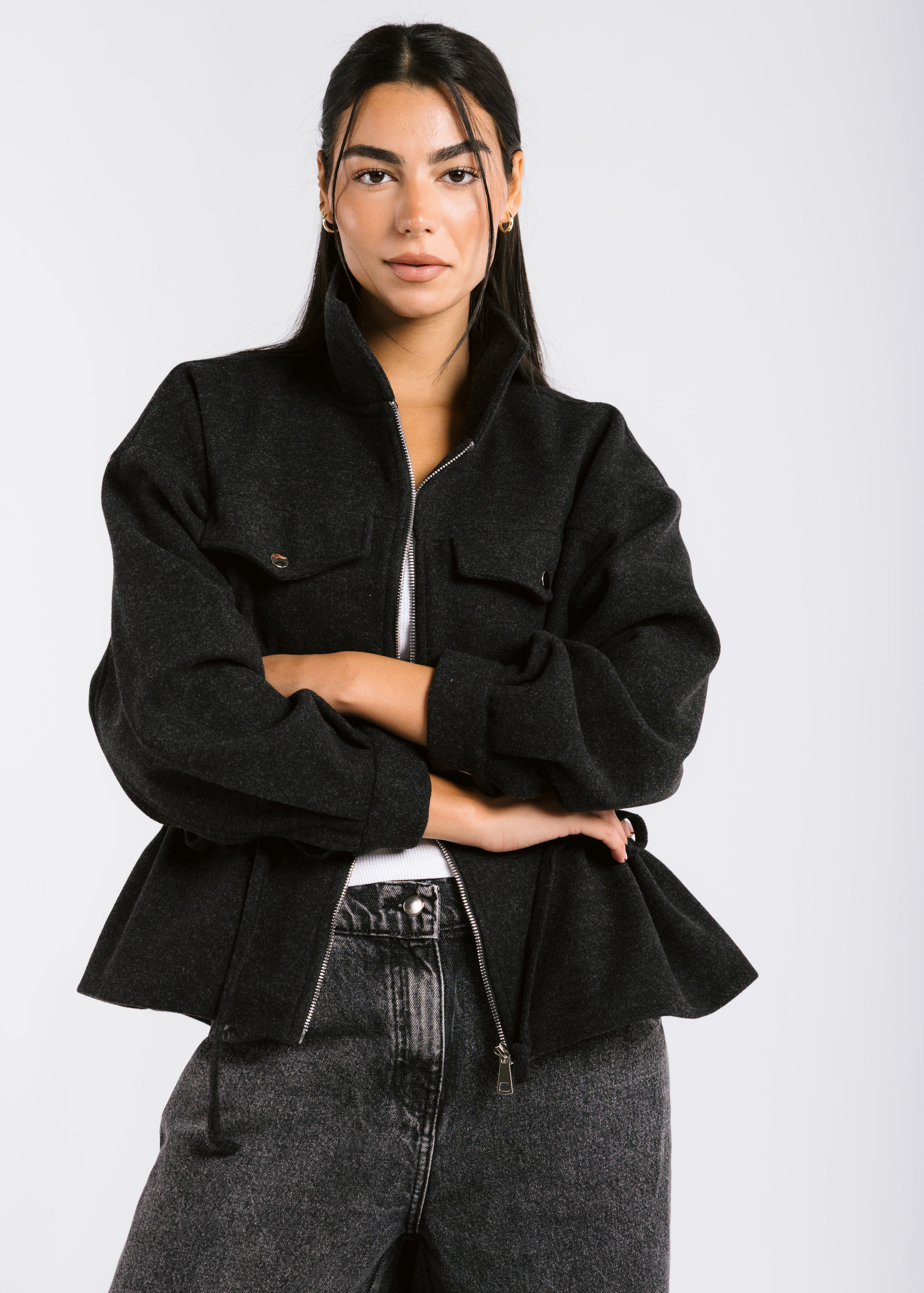 Warm Wool Jacket Black - AB ESSENTIALS