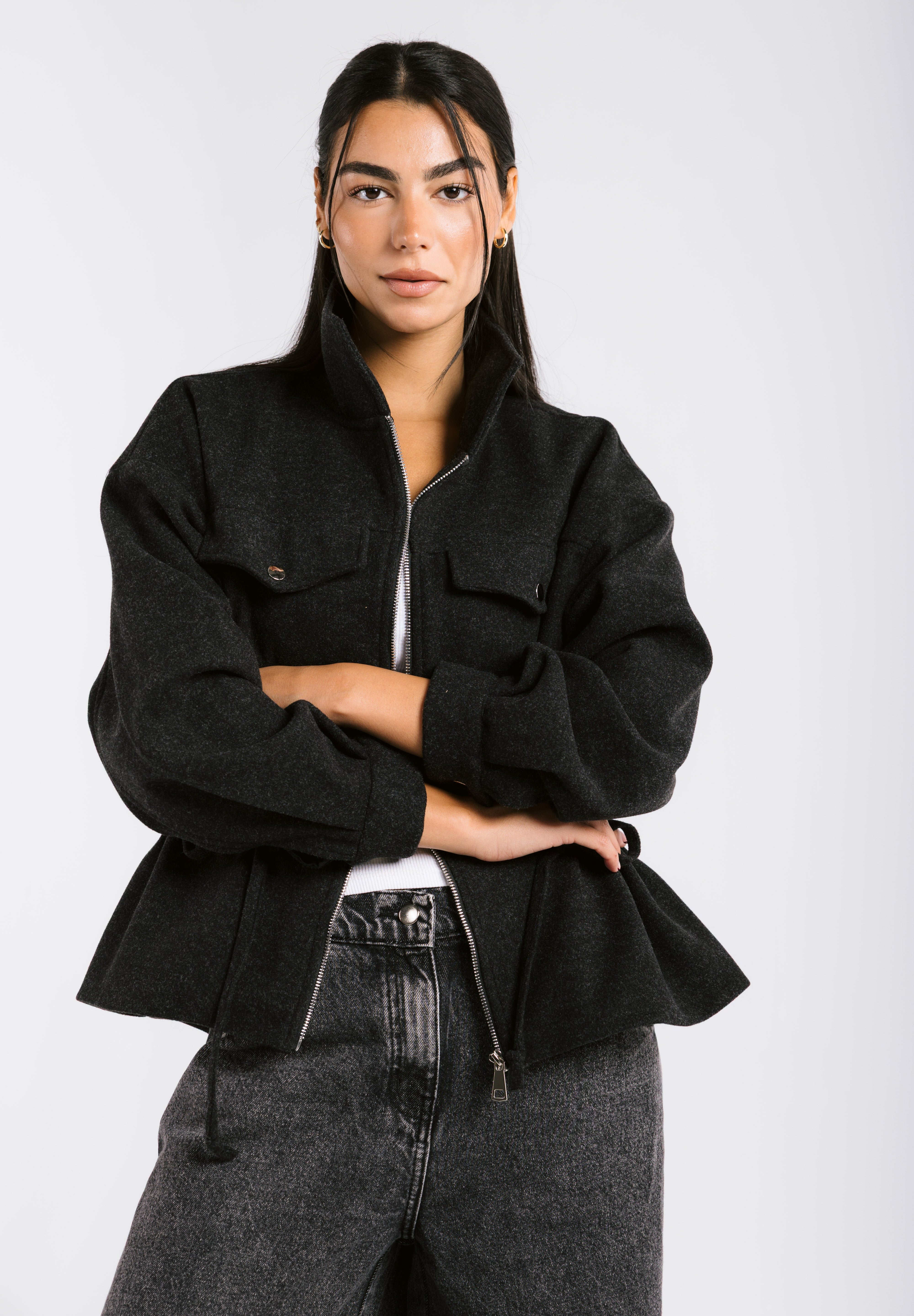 Warm Wool Jacket Black - AB ESSENTIALS