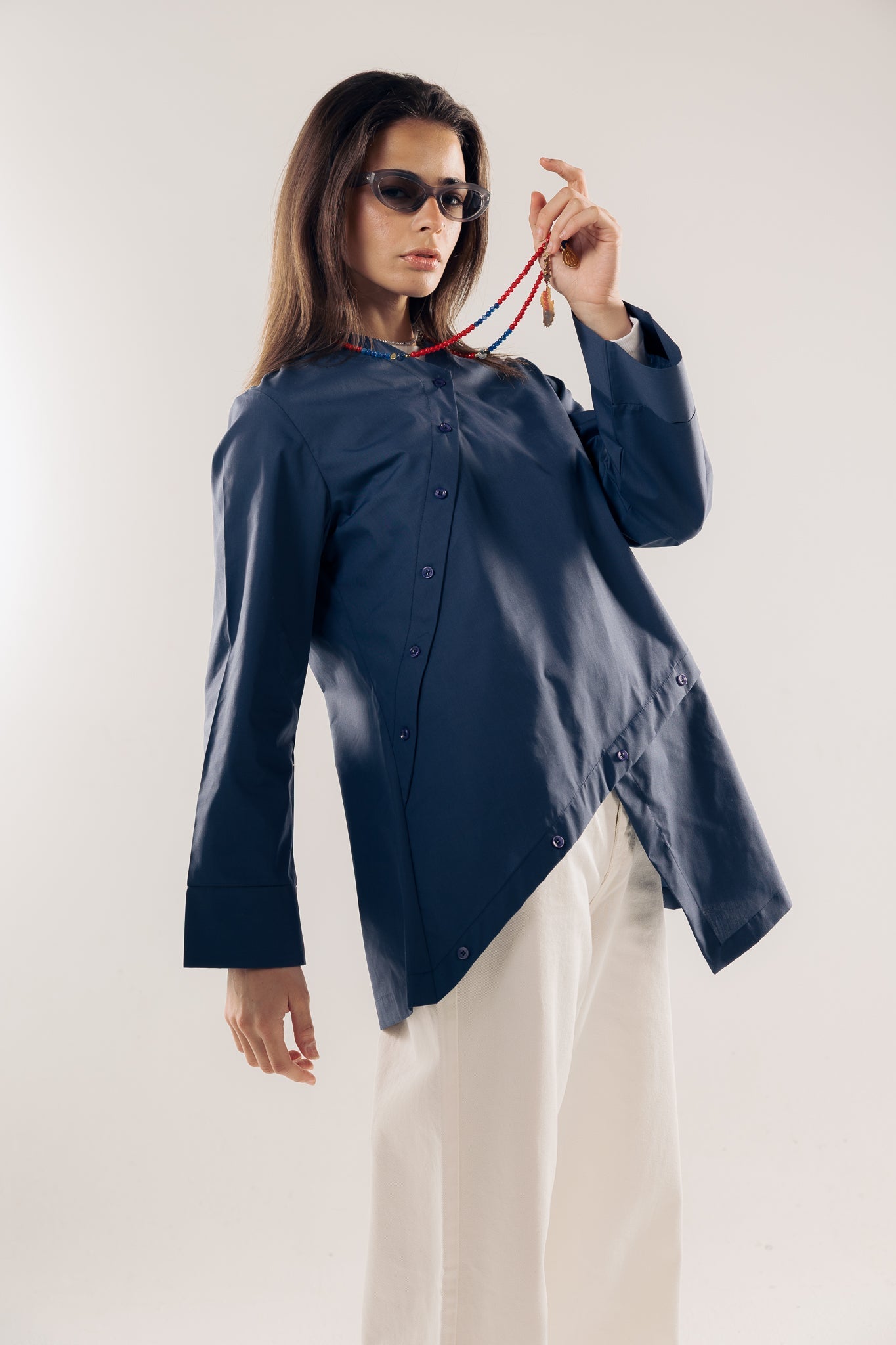 Wave Blouse Navy - AB ESSENTIALS