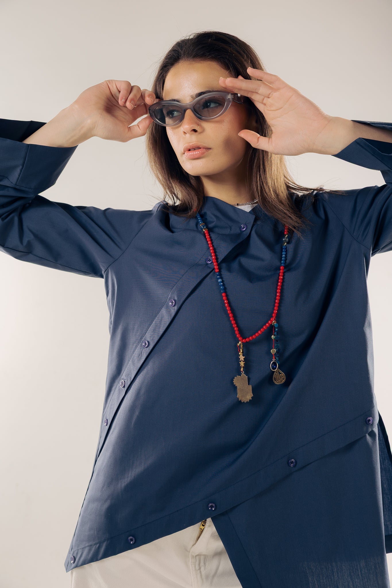 Wave Blouse Navy - AB ESSENTIALS