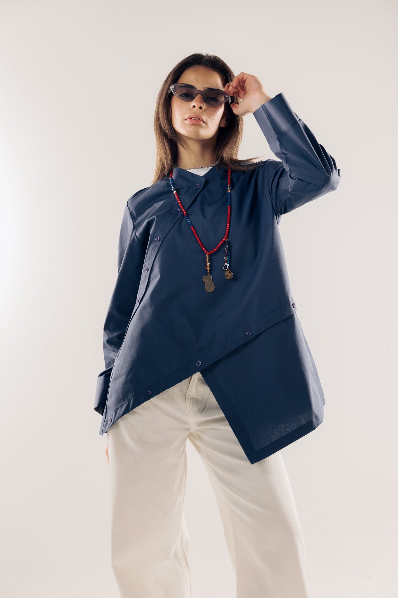 Wave Blouse Navy - AB ESSENTIALS