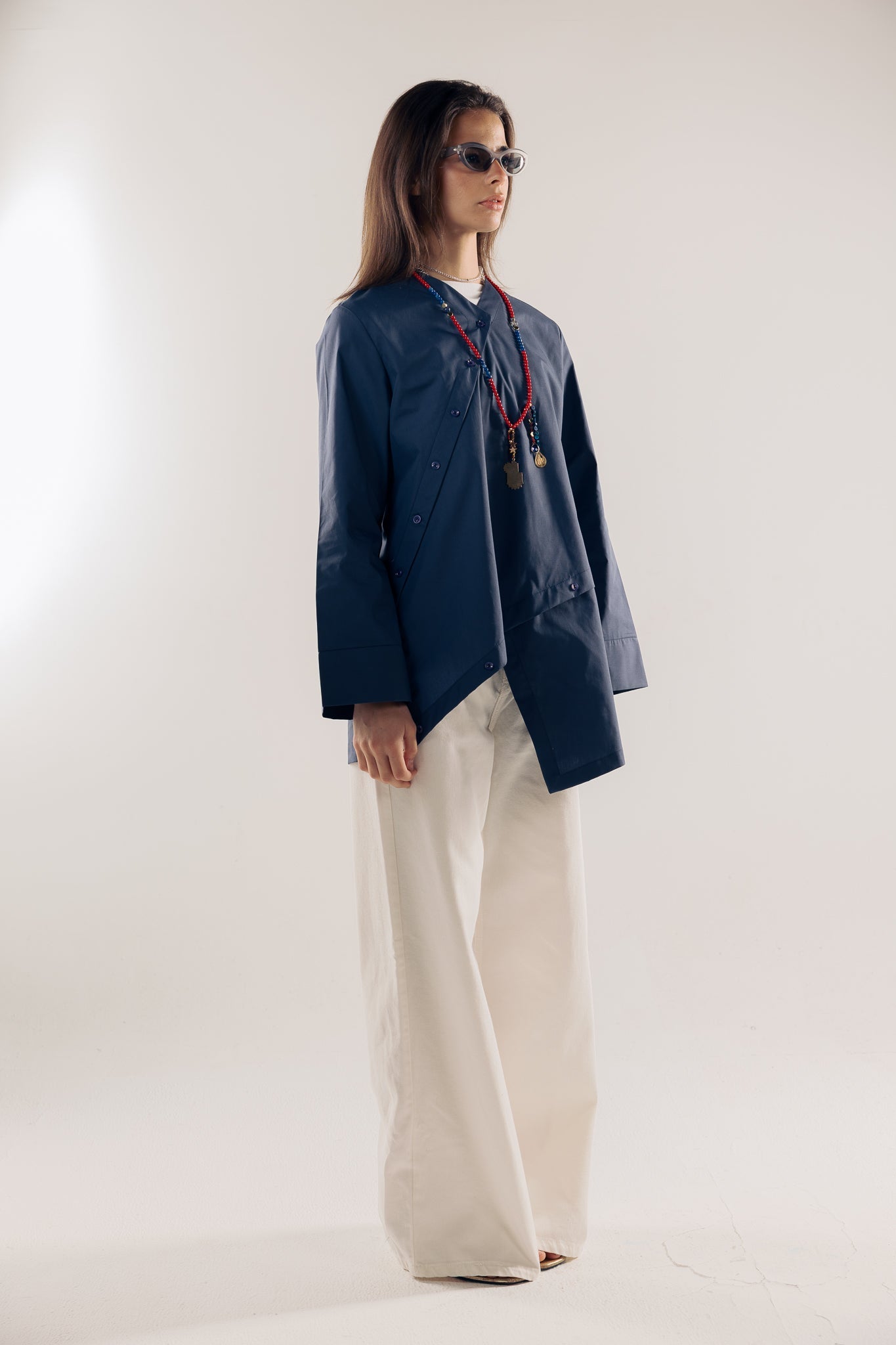 Wave Blouse Navy - AB ESSENTIALS
